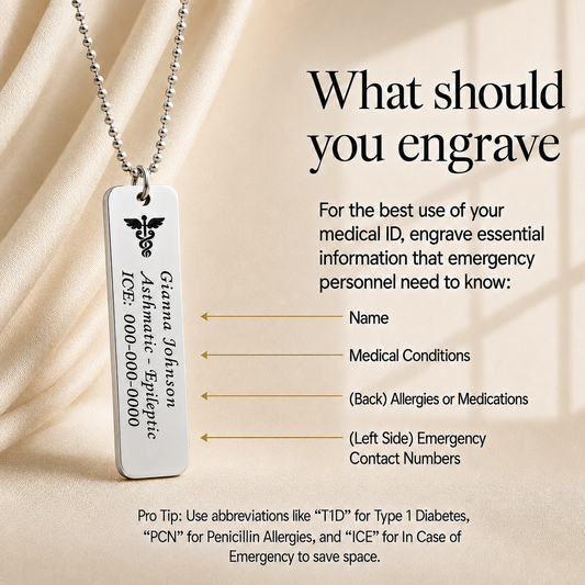 Unisex Vertical Medical ID Necklace