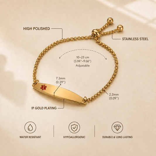 Custom Adjustable Medical Alert Bracelet