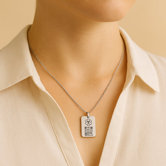Medical ID Smart QR Code Pendant Necklace