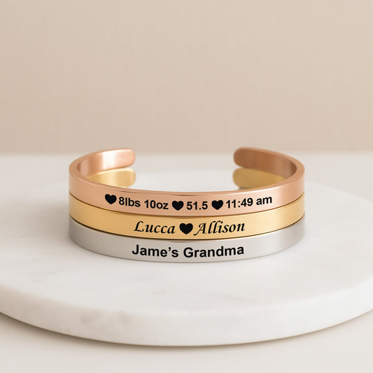 Custom Engraved Bar Bracelet for Mom
