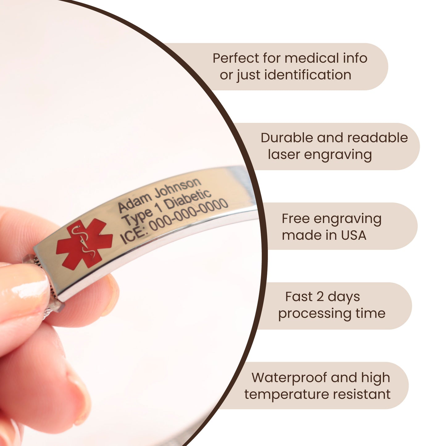 Medical ID Alert Mesh Bracelet for Women