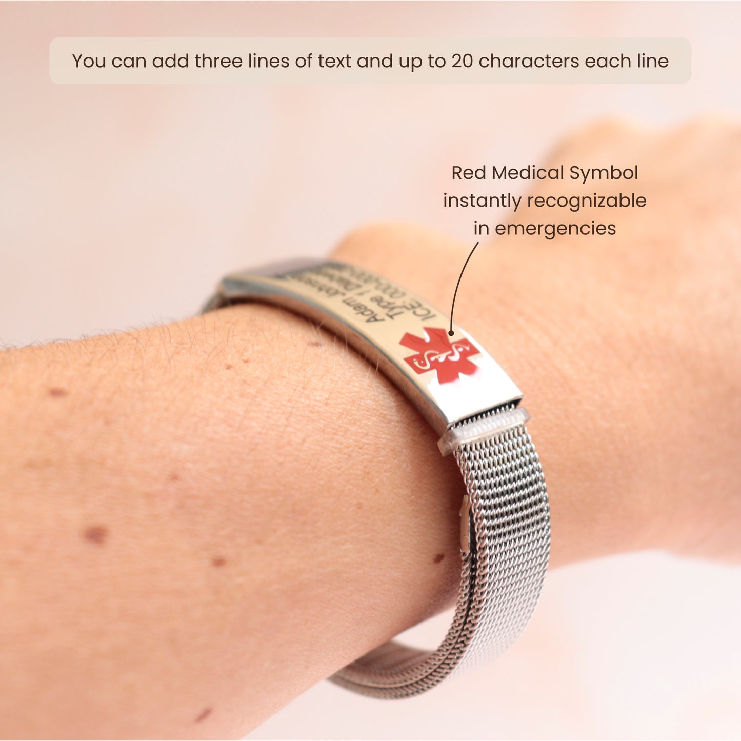 Medical ID Alert Mesh Bracelet for Women