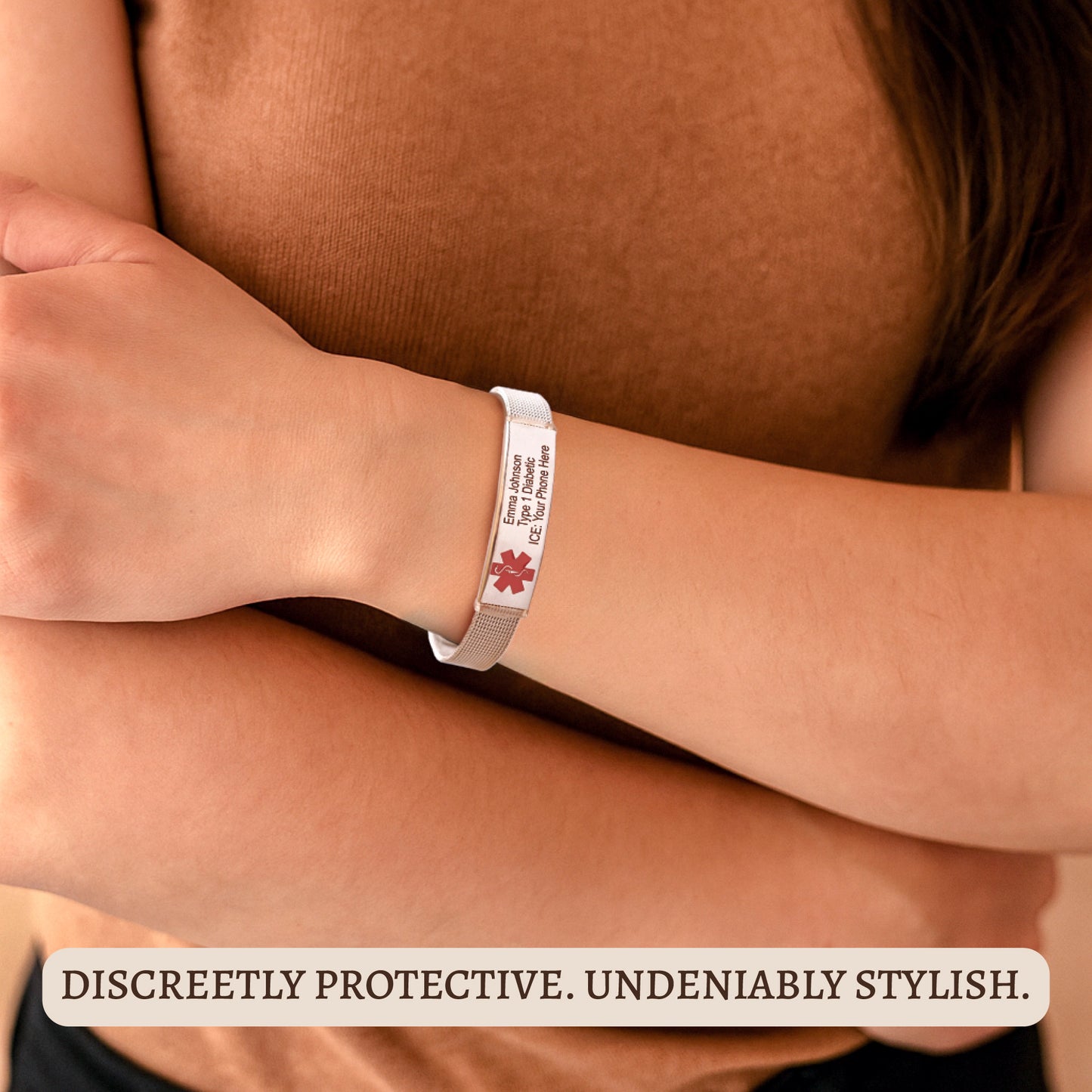 Medical ID Alert Mesh Bracelet for Women