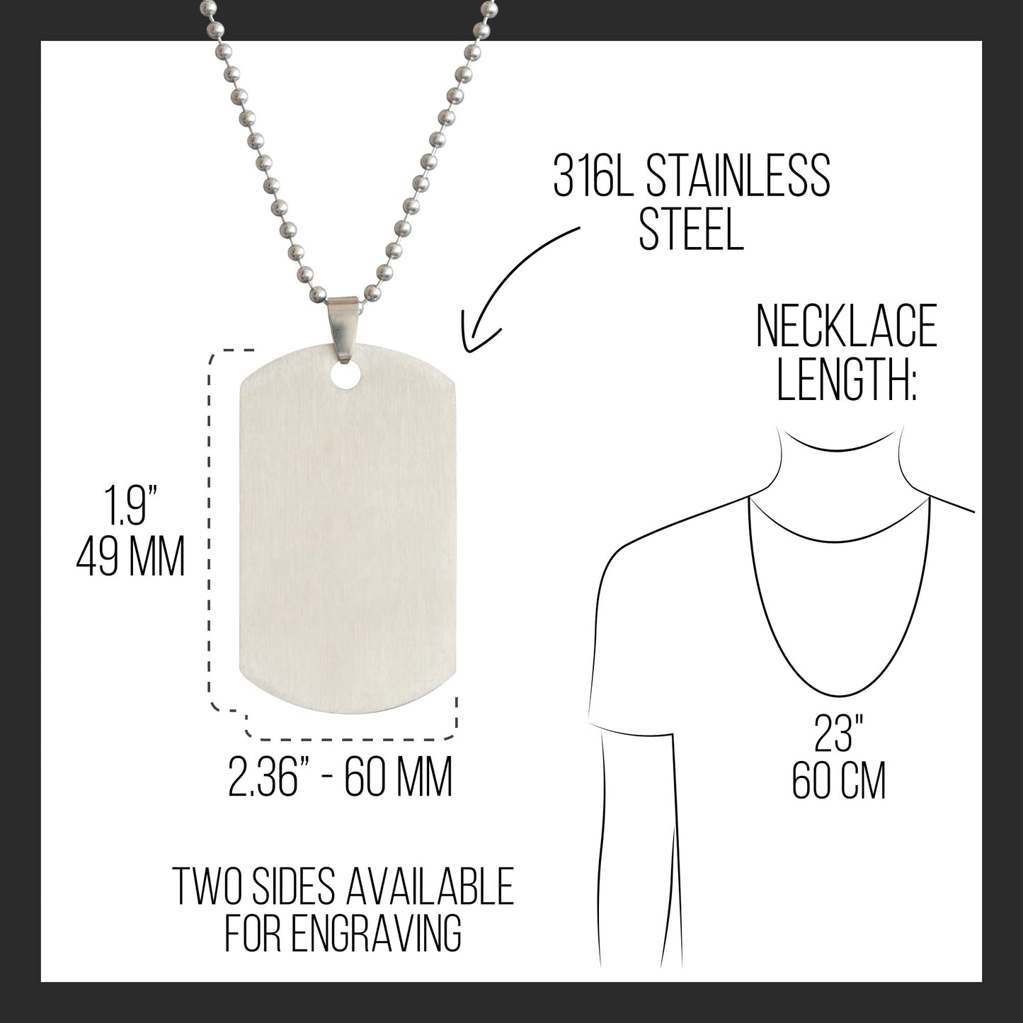 Medical ID Military Pendant Necklace