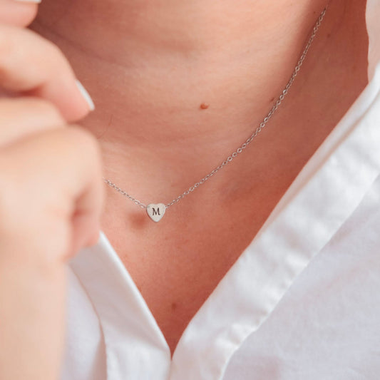 Custom Initial Tiny Heart Necklace