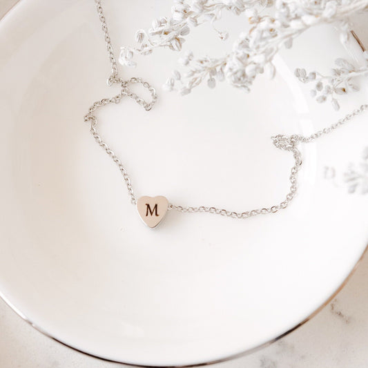Custom Initial Tiny Heart Necklace