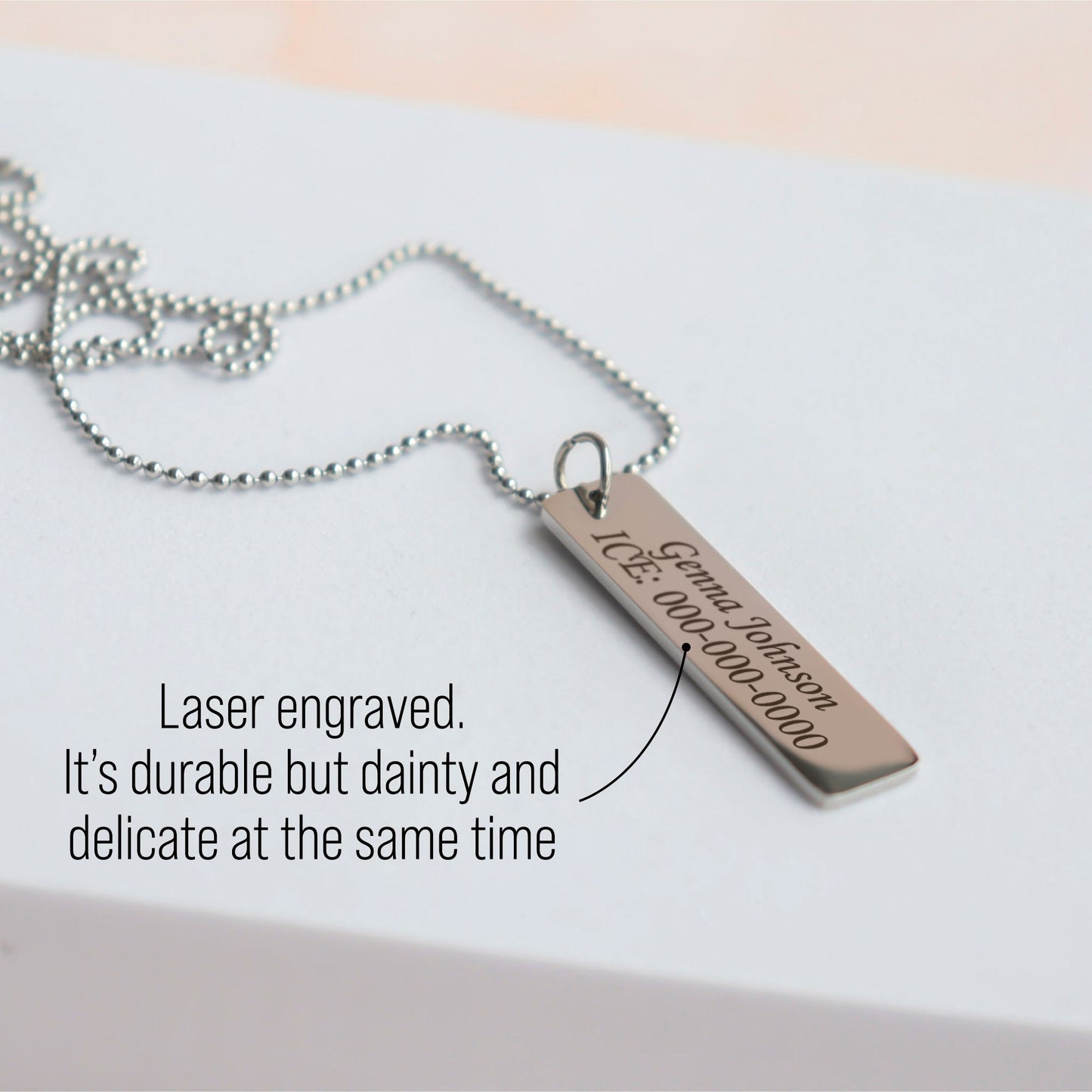 Medical ID vertical necklace for men & women