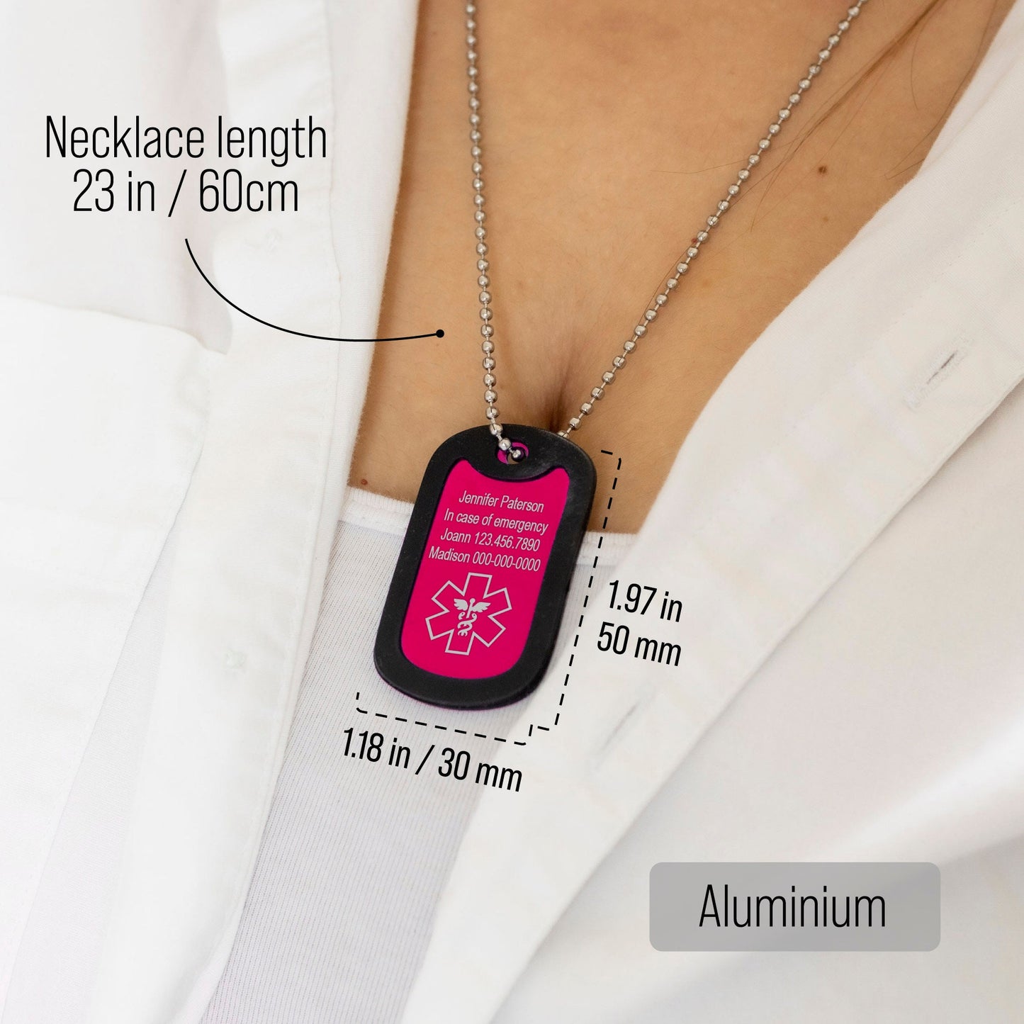 Medical ID Tag Necklace for Men & Women