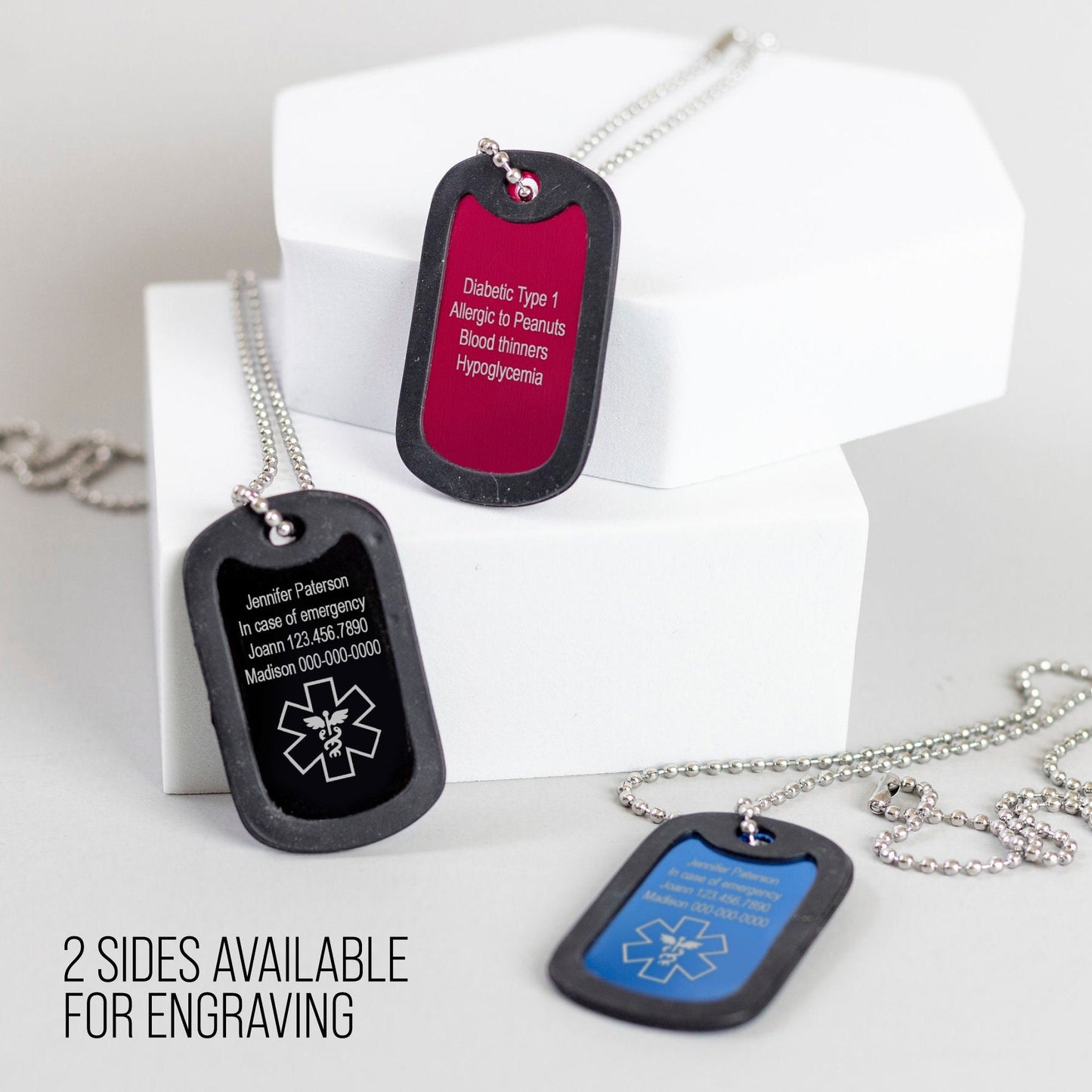 Medical ID Tag Necklace for Men & Women