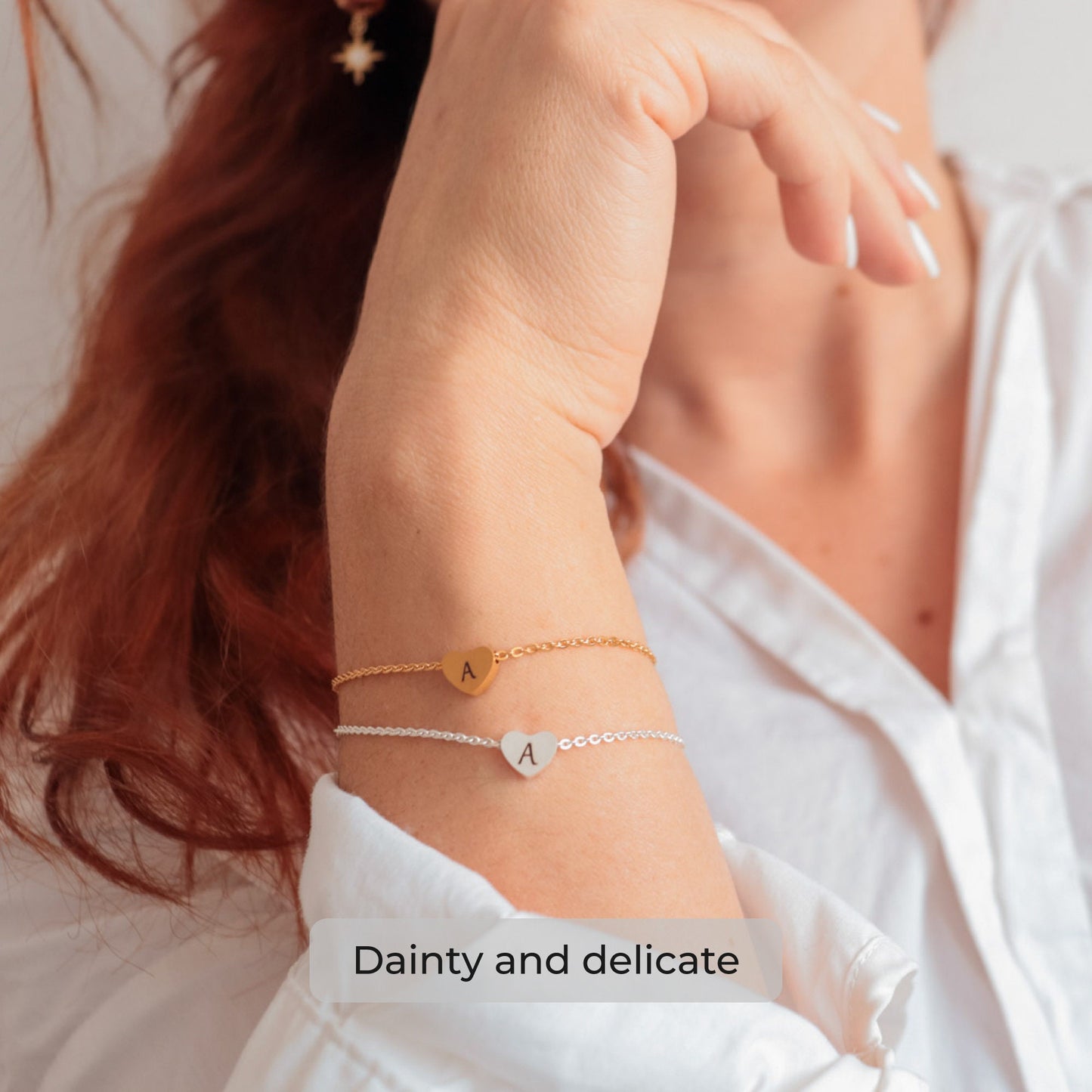 Custom Tiny Heart Initial Charm Bracelet