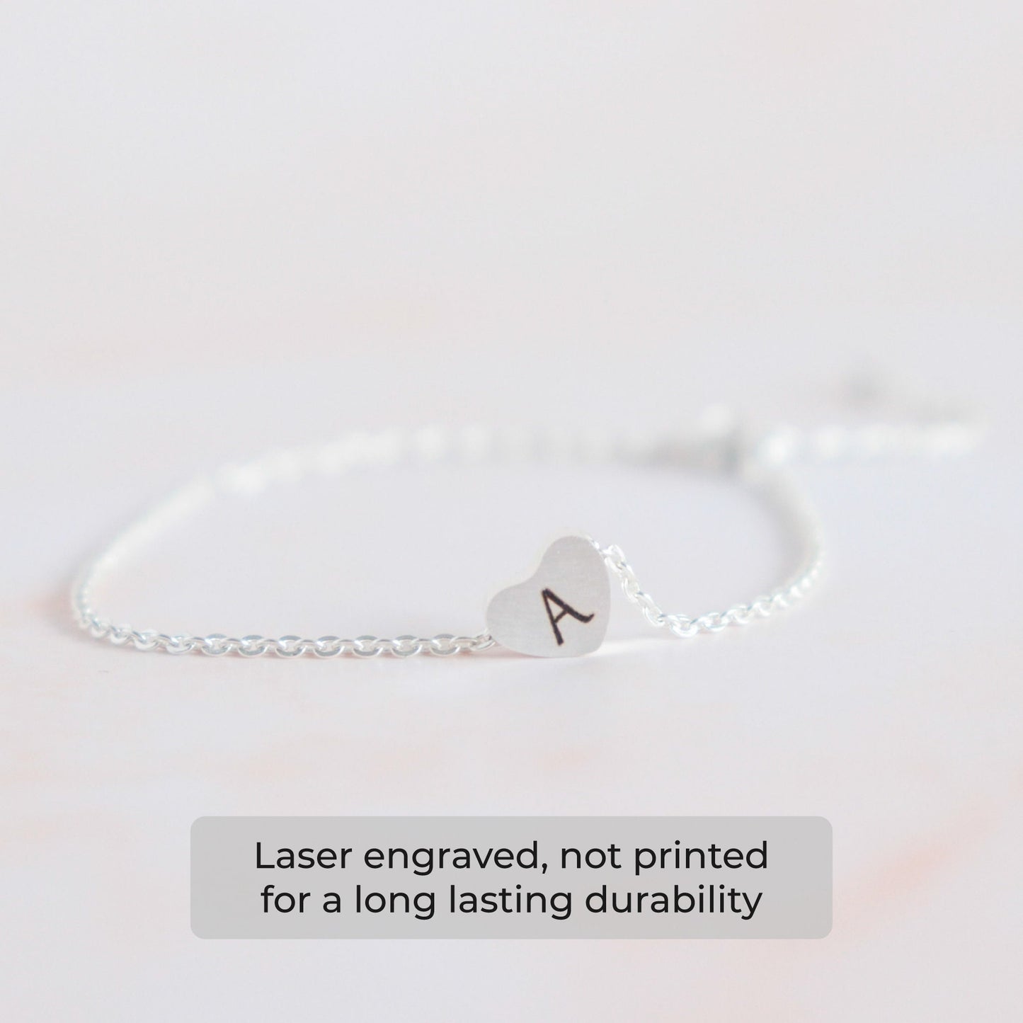 Custom Tiny Heart Initial Charm Bracelet