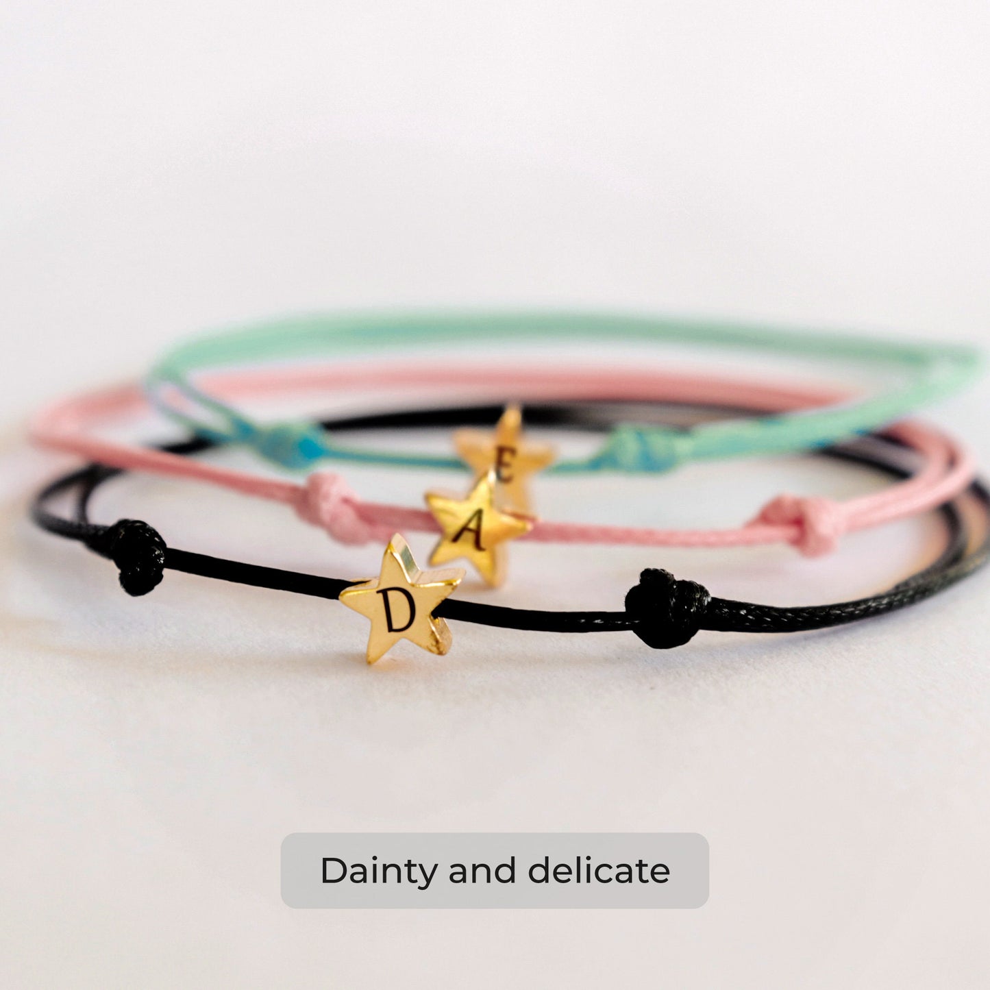 Custom Tiny Heart & Star Charm Initial Bracelet