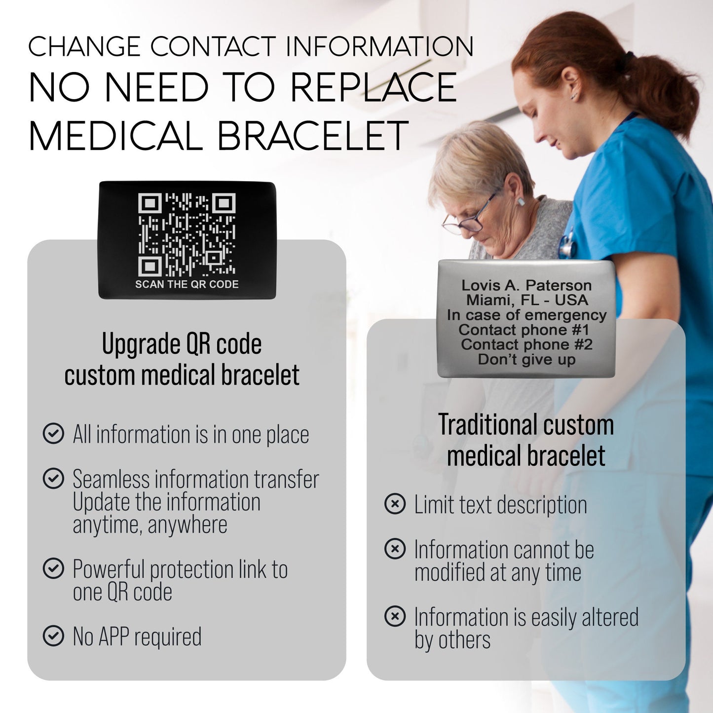 Scannable QR Code Smart Emergency bracelet