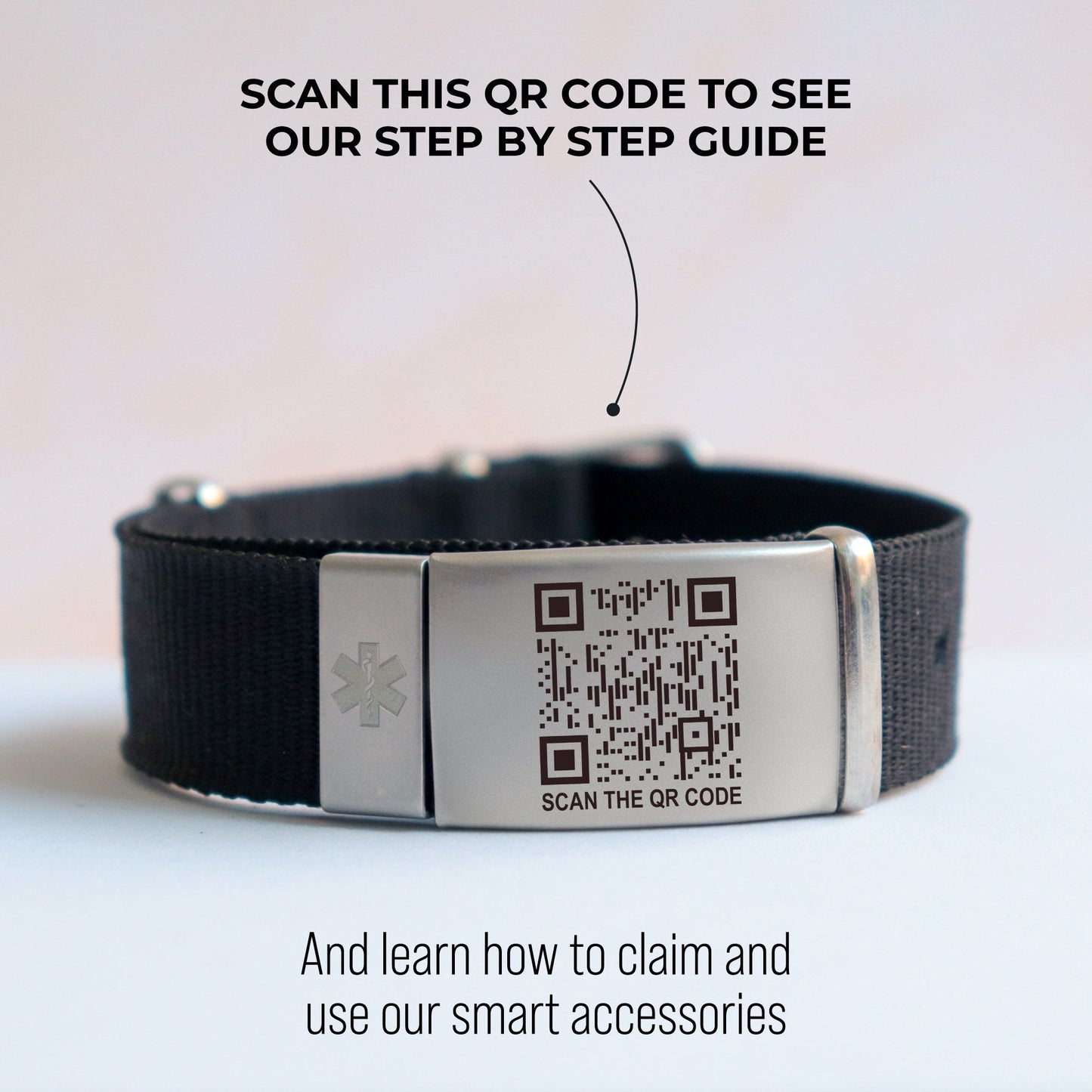 Scannable QR Code Smart Emergency bracelet