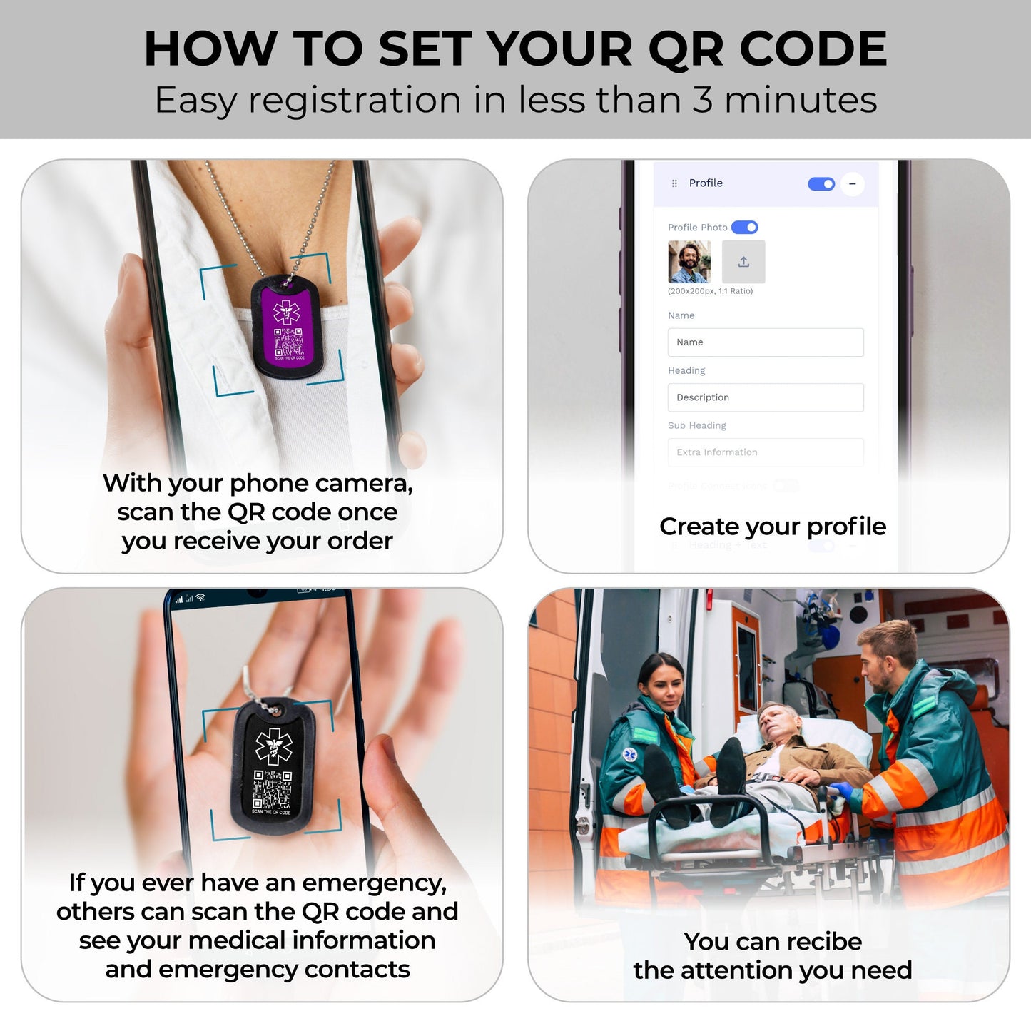 Medical ID Smart QR Code Necklace