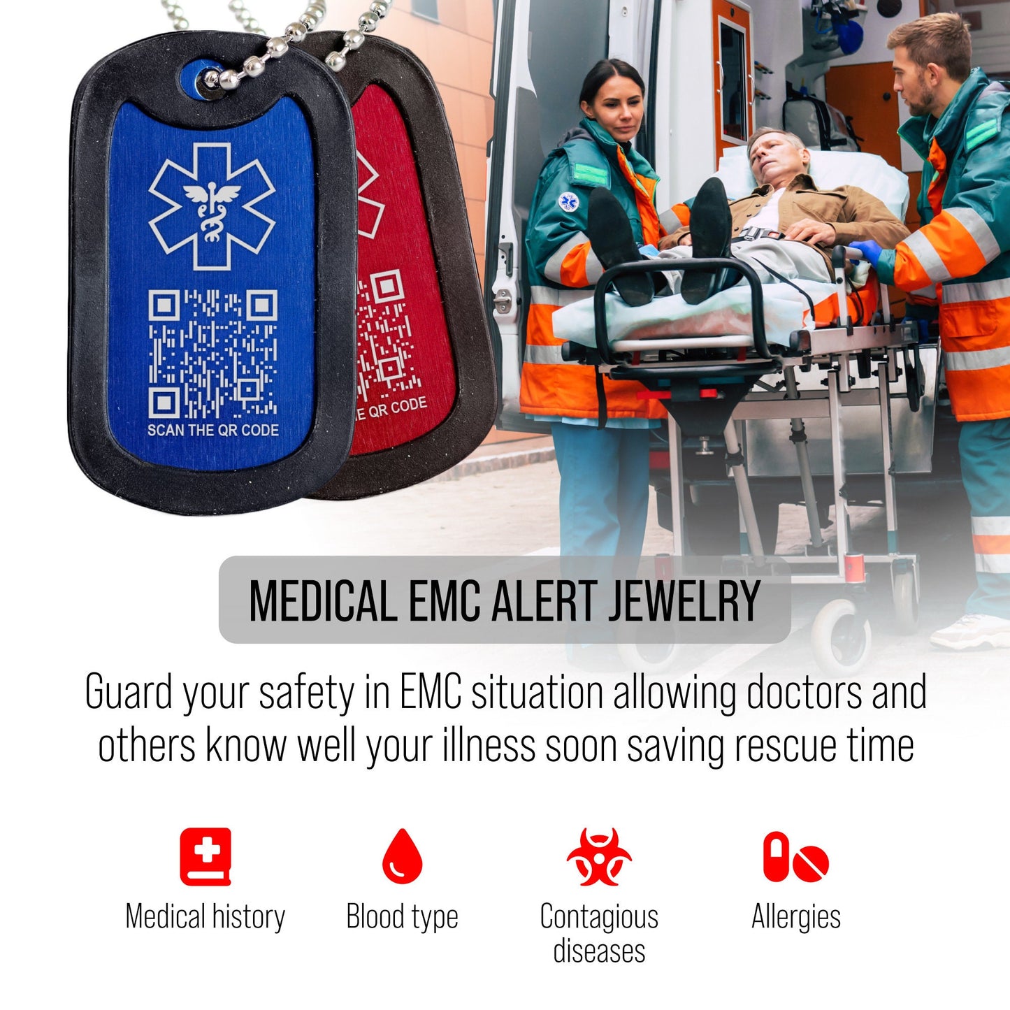 Medical ID Smart QR Code Necklace