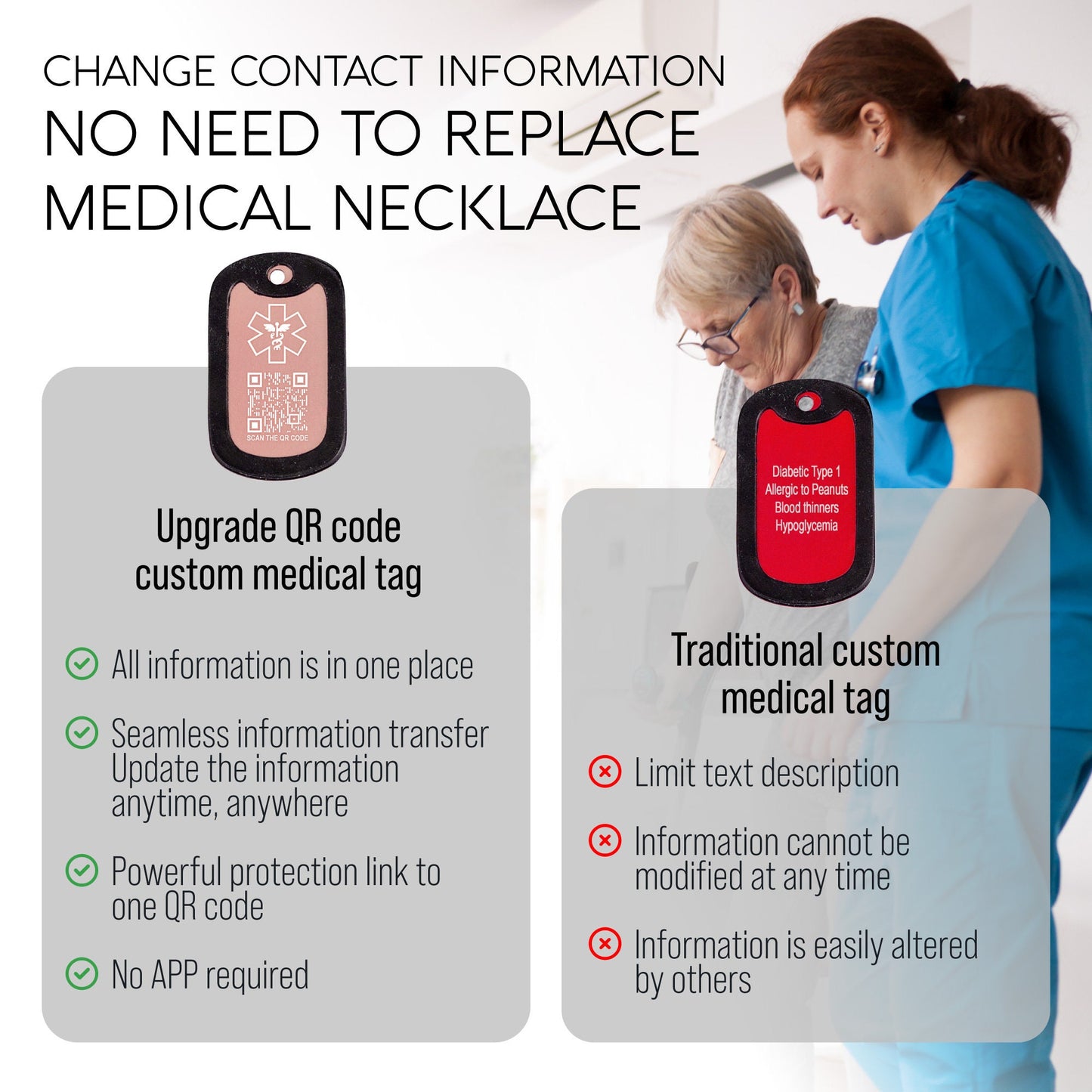 Medical ID Smart QR Code Necklace