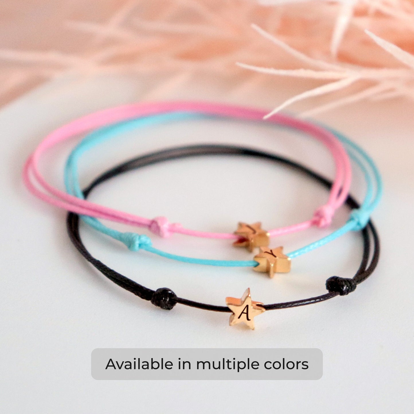 Custom Tiny Heart & Star Charm Initial Bracelet