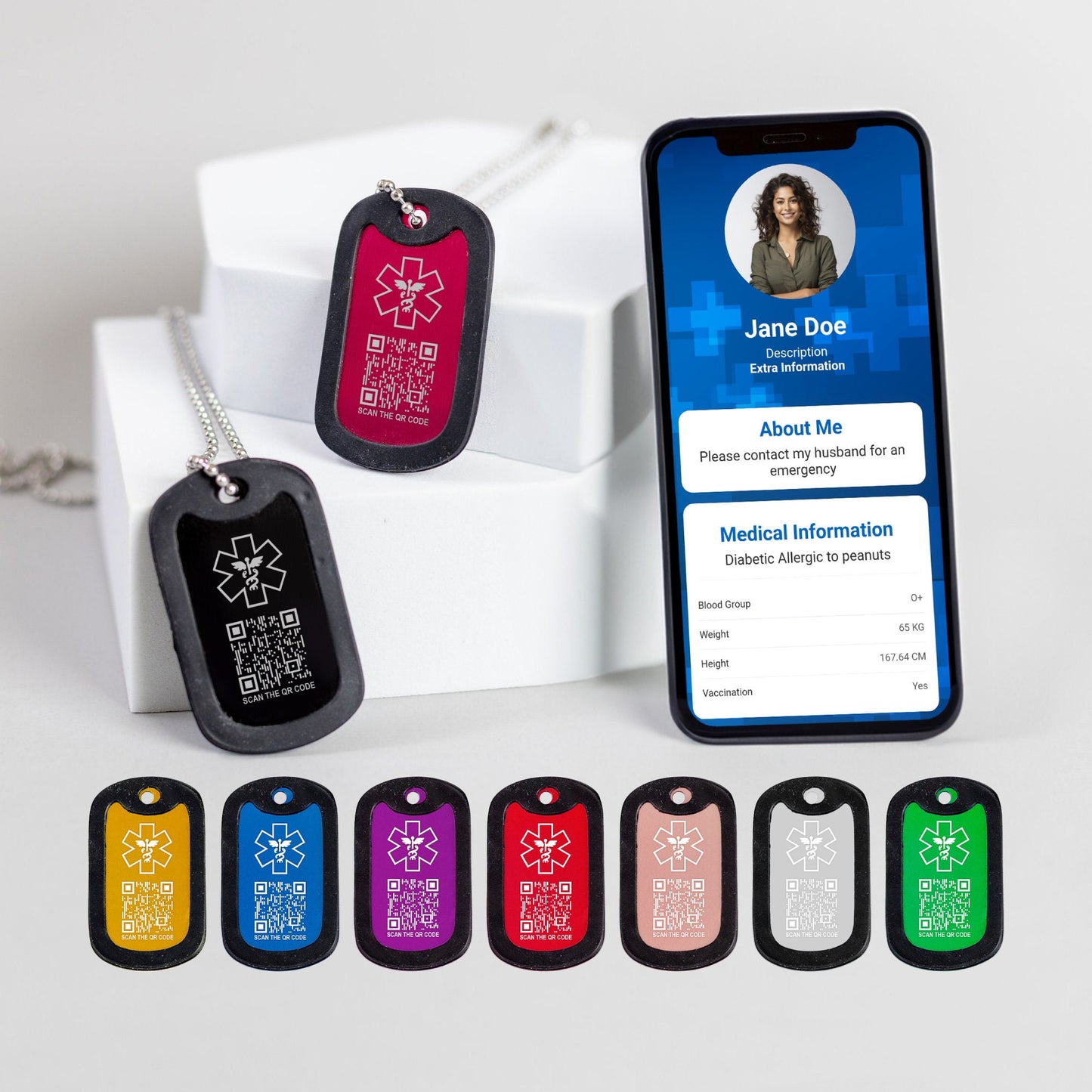 Medical ID Smart QR Code Necklace