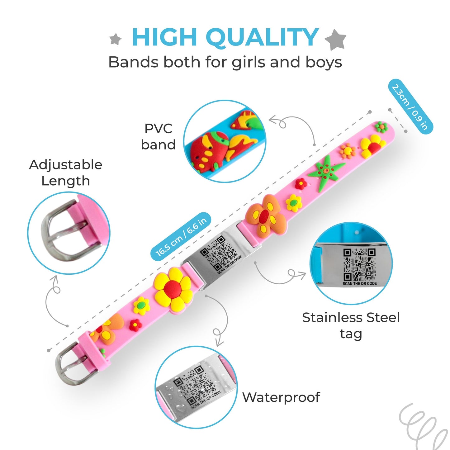 Smart QR Code Kids Emergency Bracelet