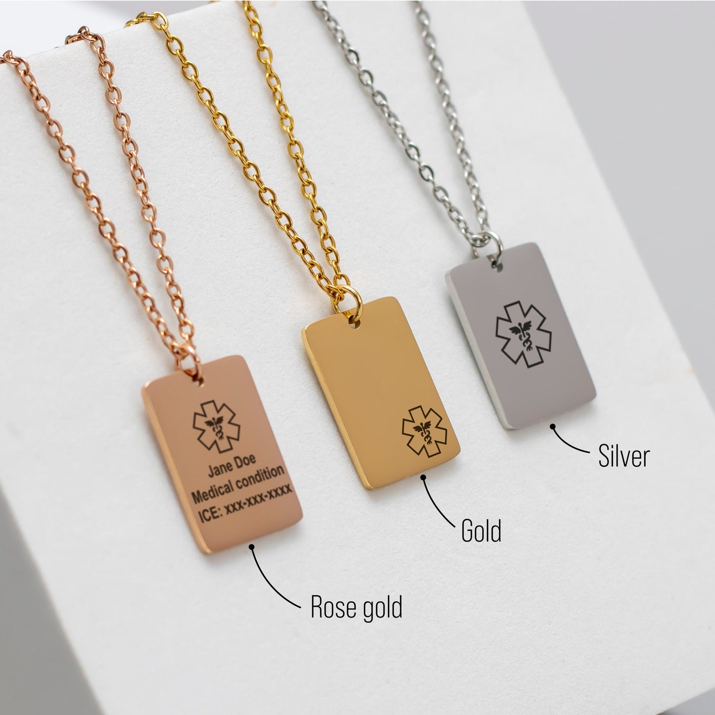 Medical Alert Elegant Pendant Necklace