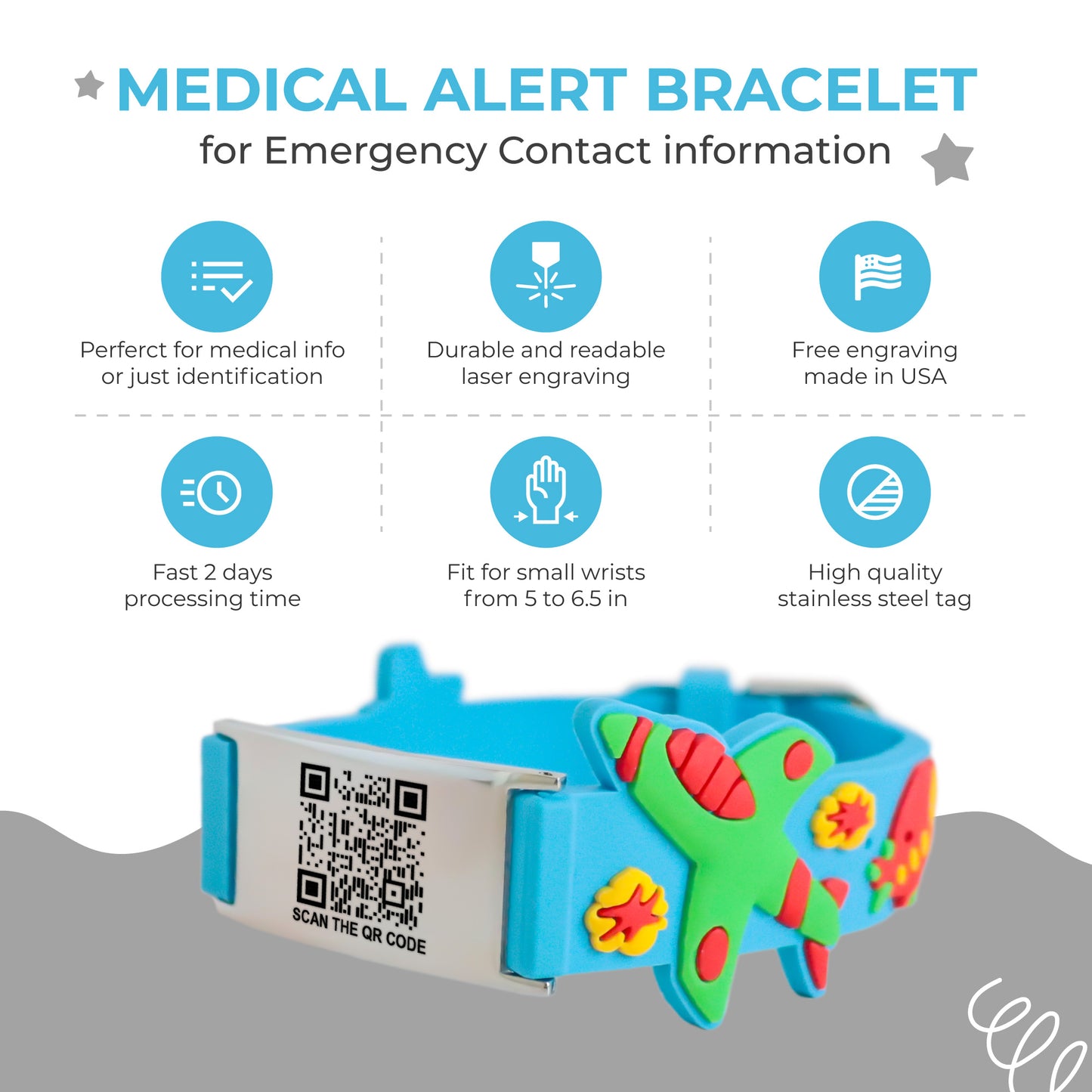 Smart QR Code Kids Emergency Bracelet