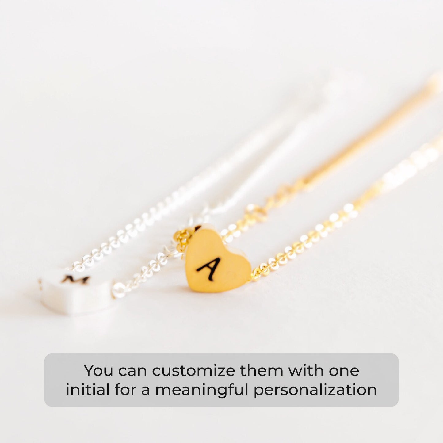 Custom Tiny Heart Initial Charm Bracelet