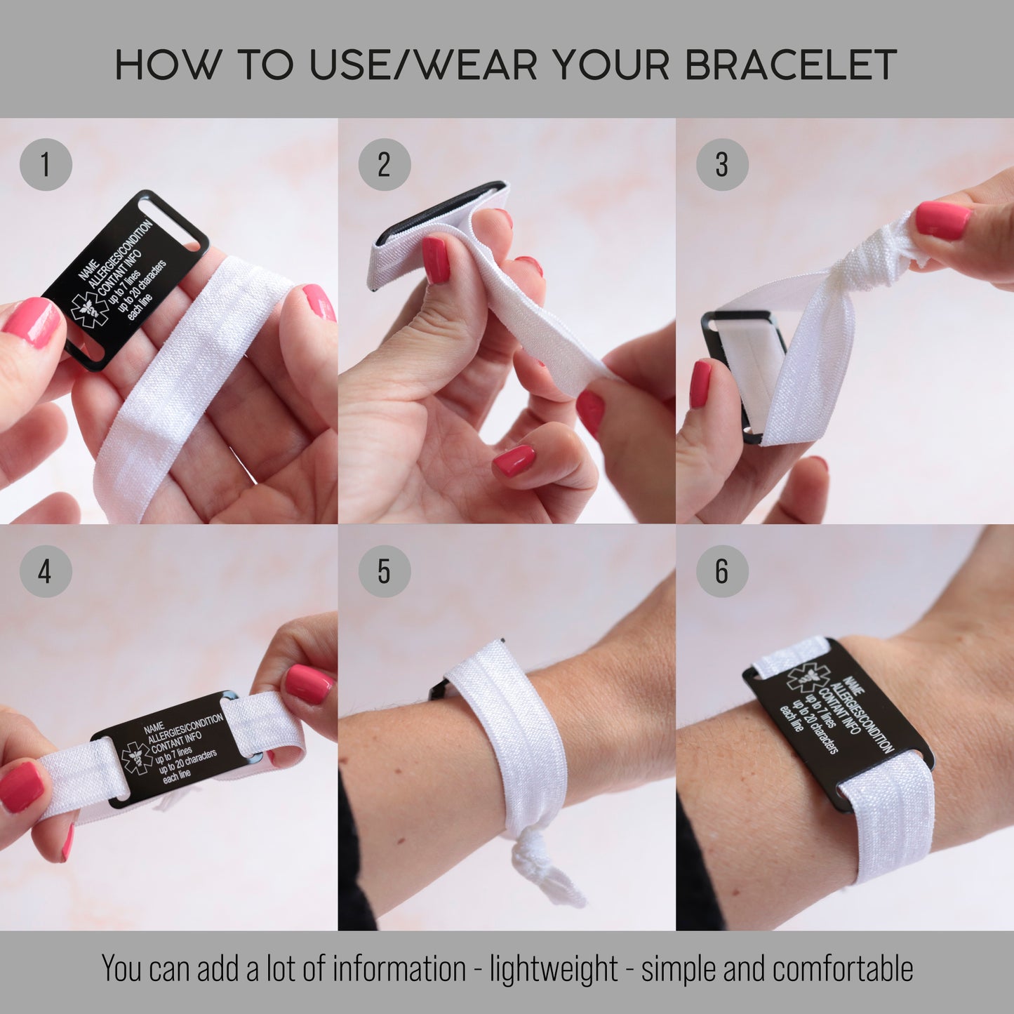 Elastic Medical ID Bracelet Tag Band