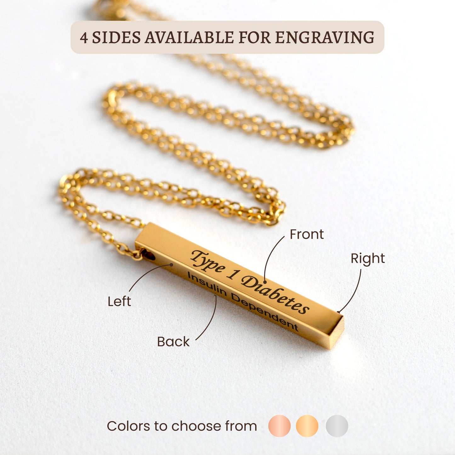 Medical ID 4 sides necklace