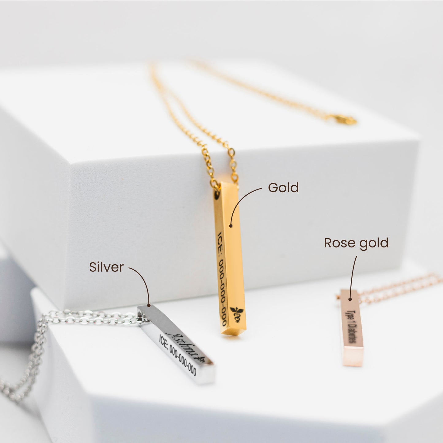 Medical ID 4 sides necklace