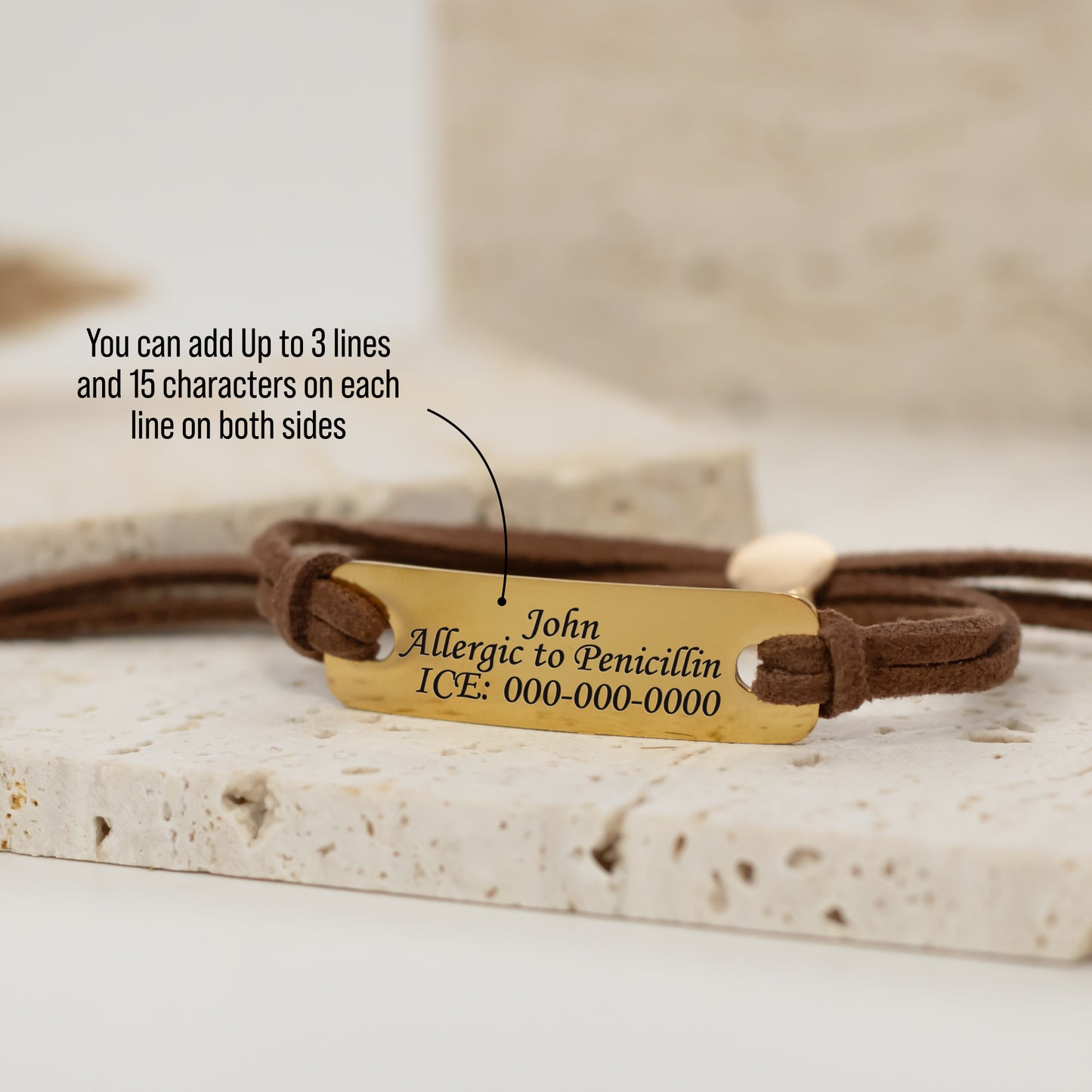 Personalized Cord ID Medical Nameplate Bracelet