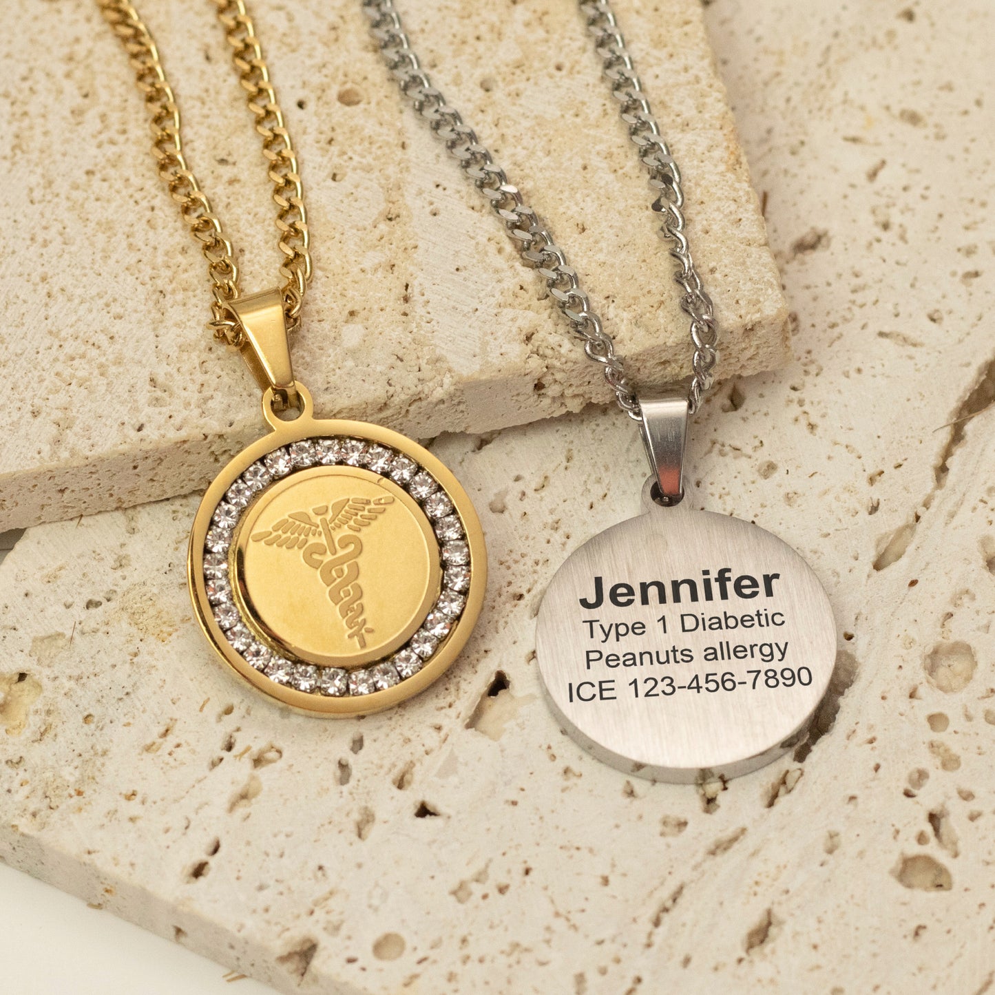 Medical ID Crystals necklace