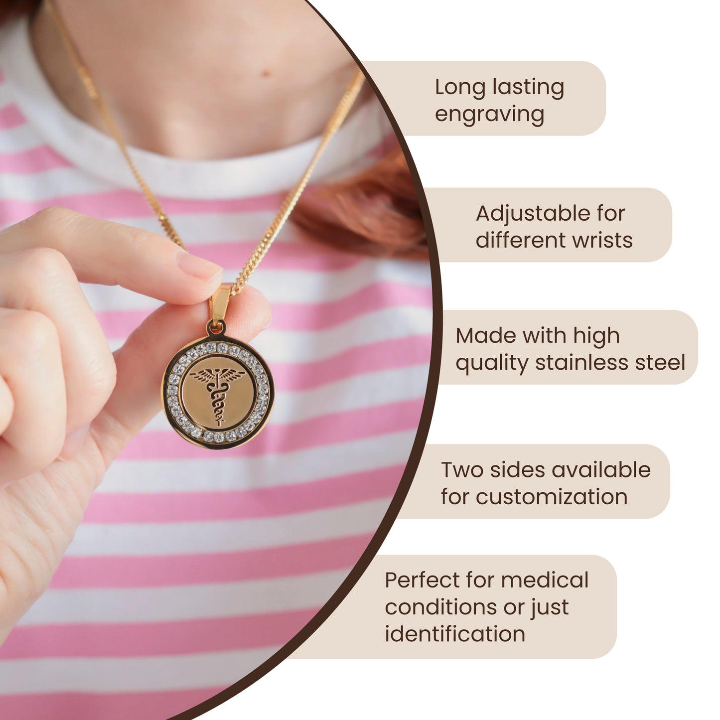 Medical ID Crystals necklace