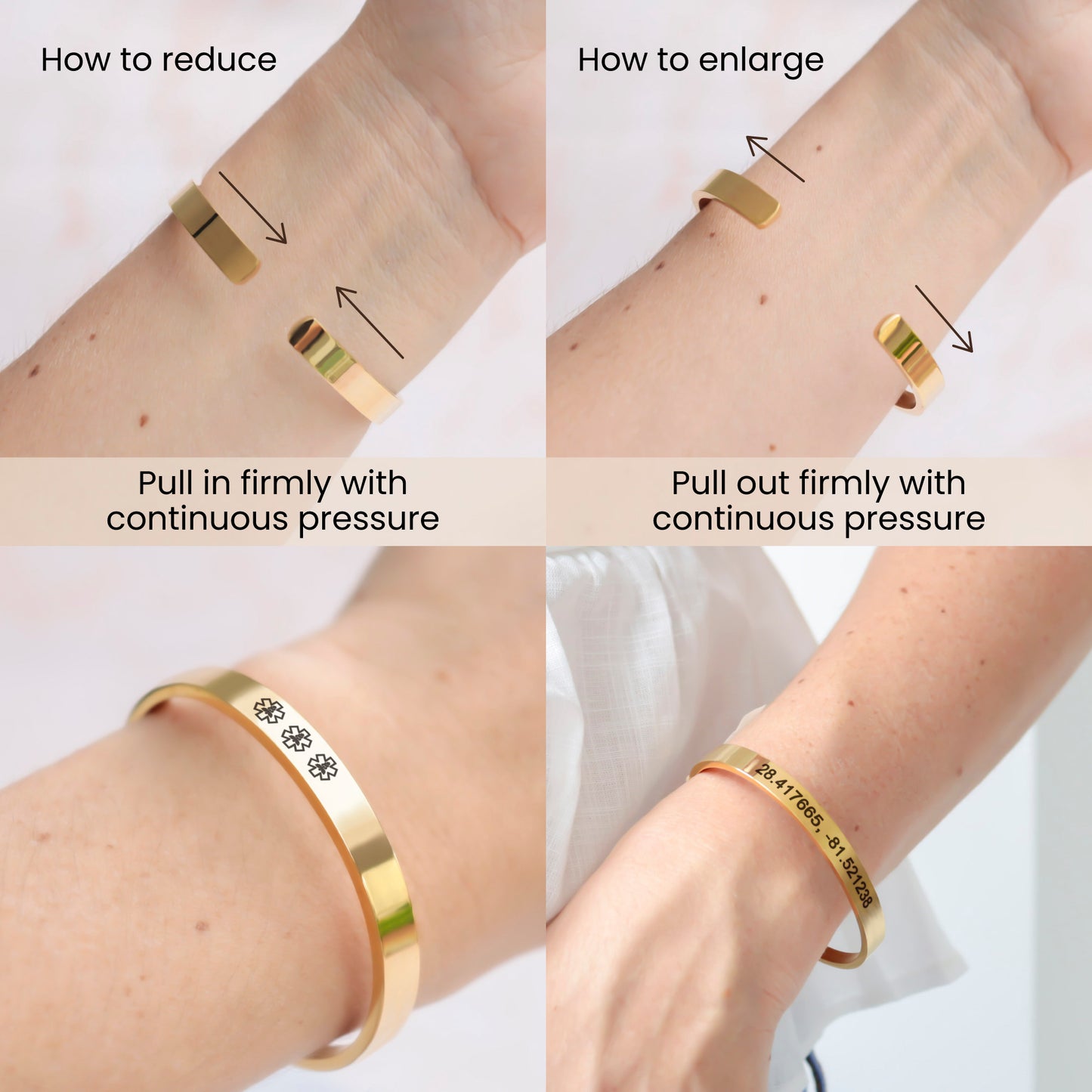 Custom engraved Medical alert bracelet women