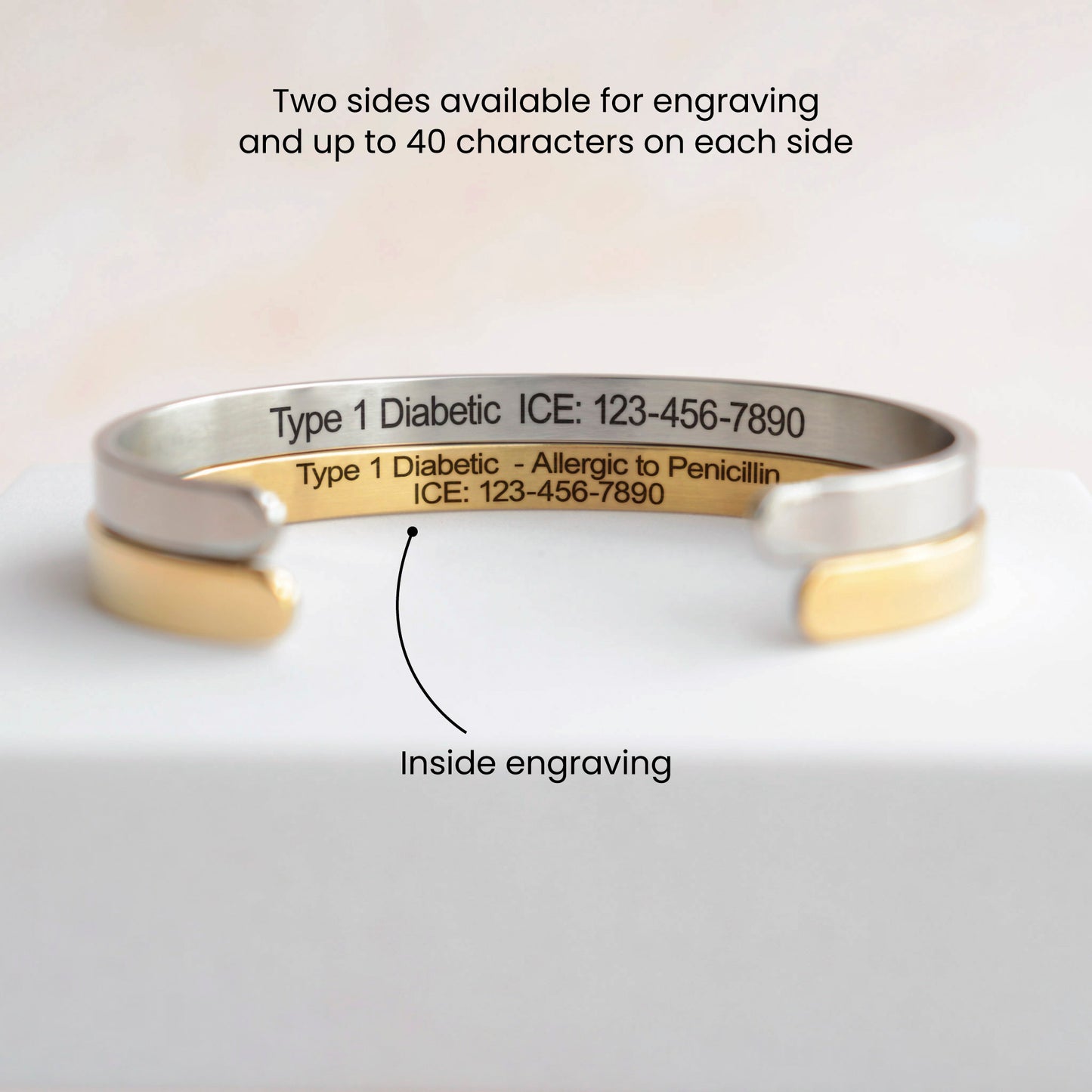 Custom engraved Medical alert bracelet women