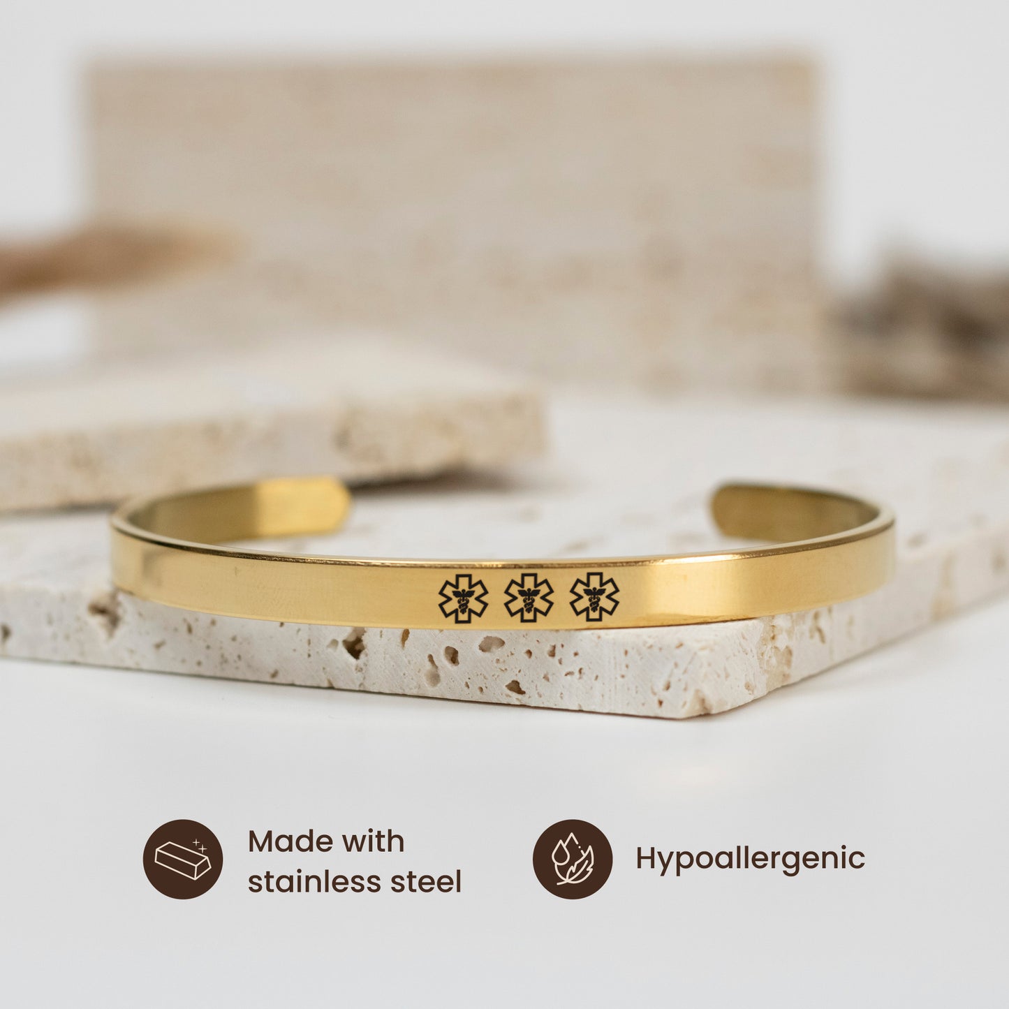 Custom engraved Medical alert bracelet women