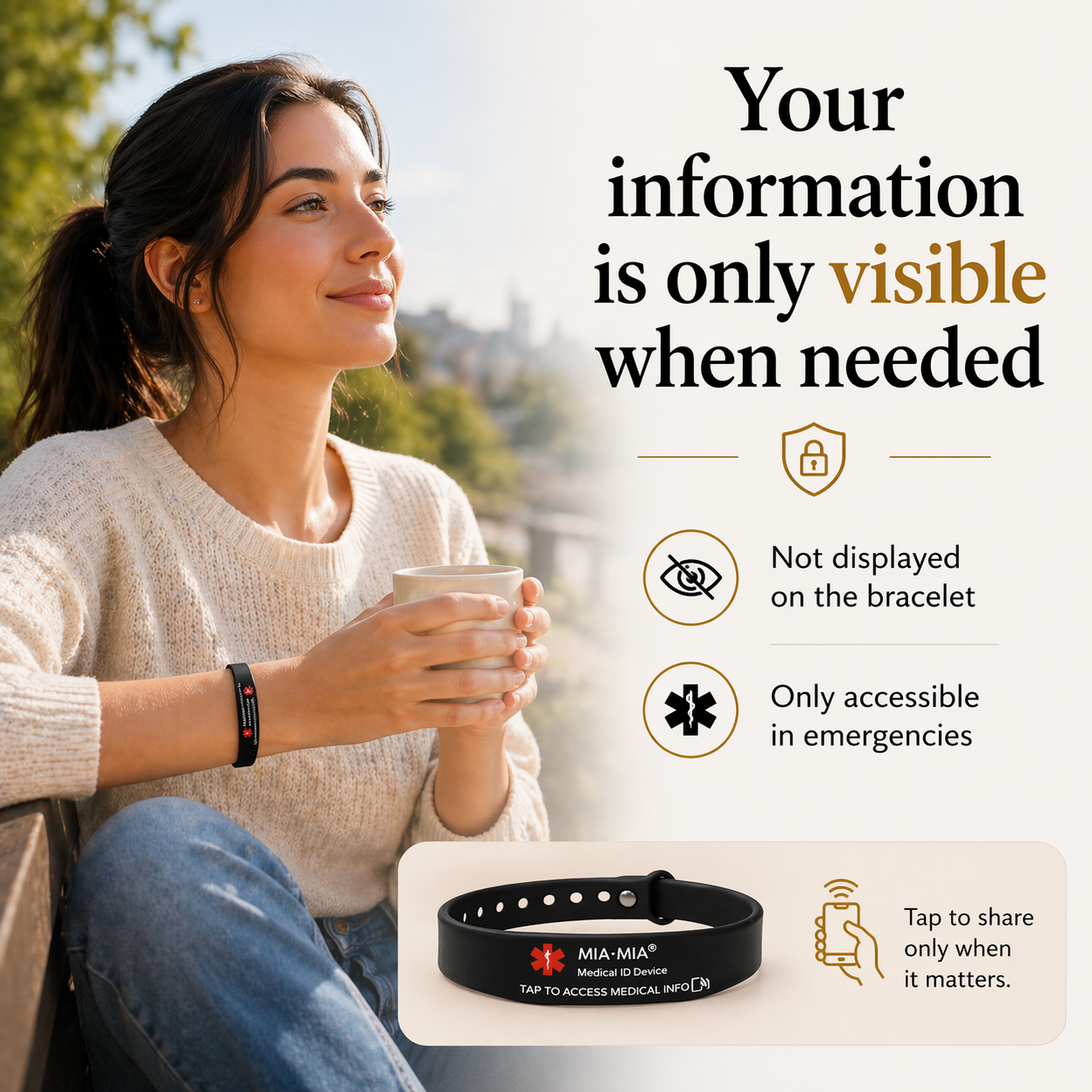 Smart NFC Medical Alert ID Silicone Bracelet