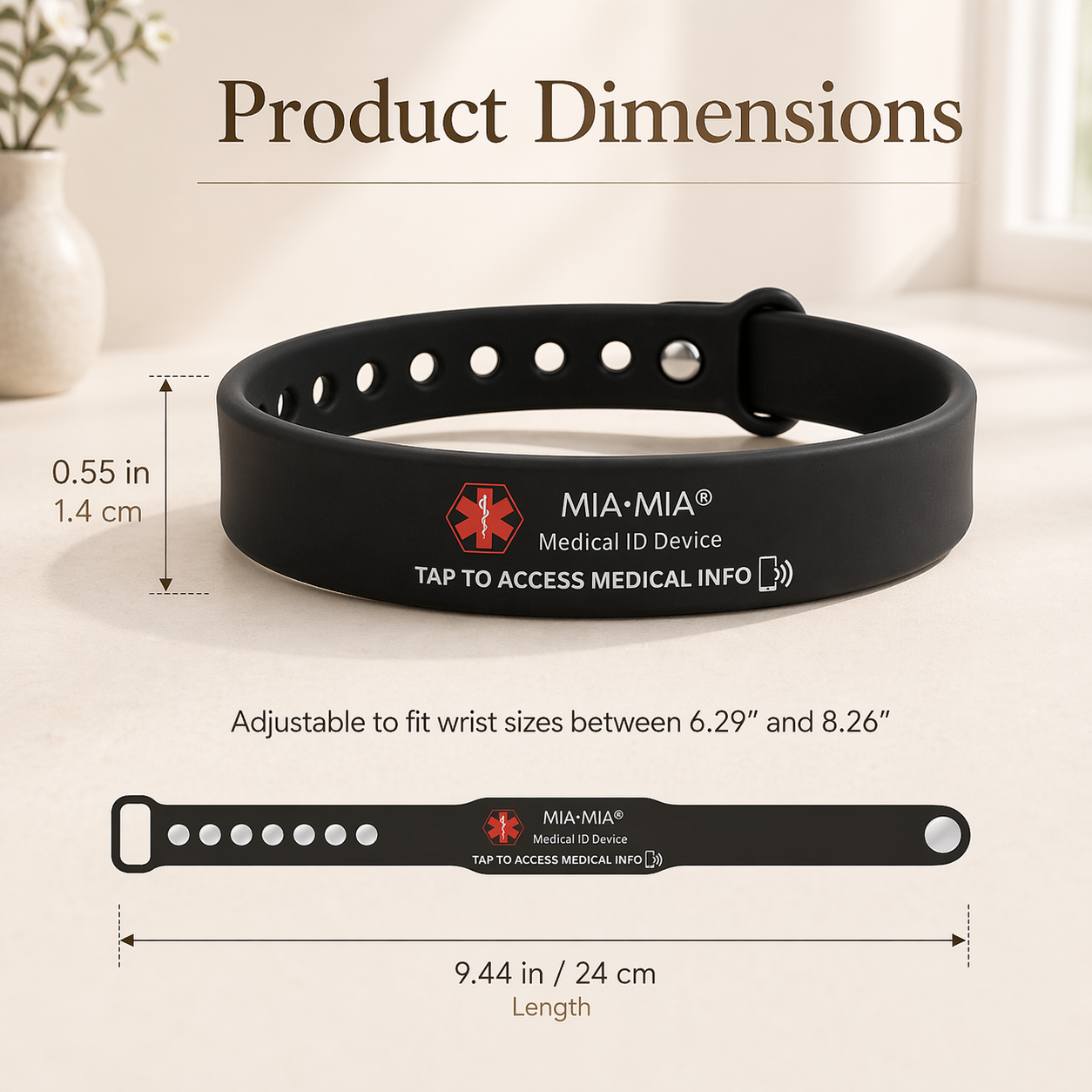 Smart NFC Medical Alert ID Silicone Bracelet