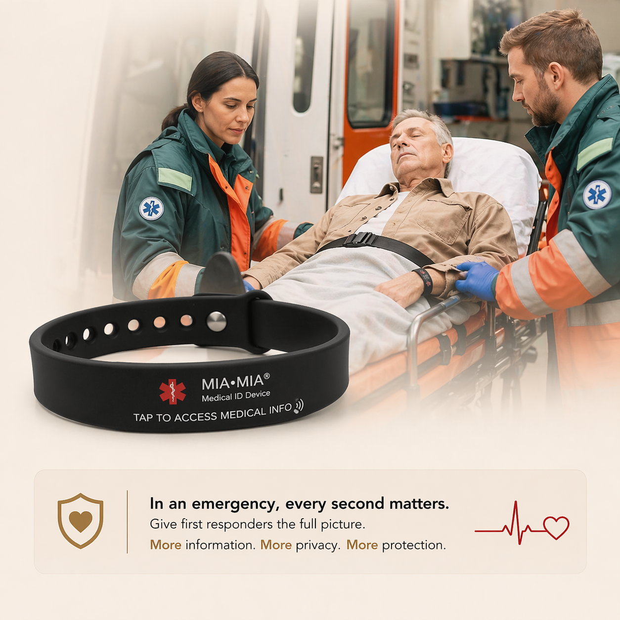 Smart NFC Medical Alert ID Silicone Bracelet