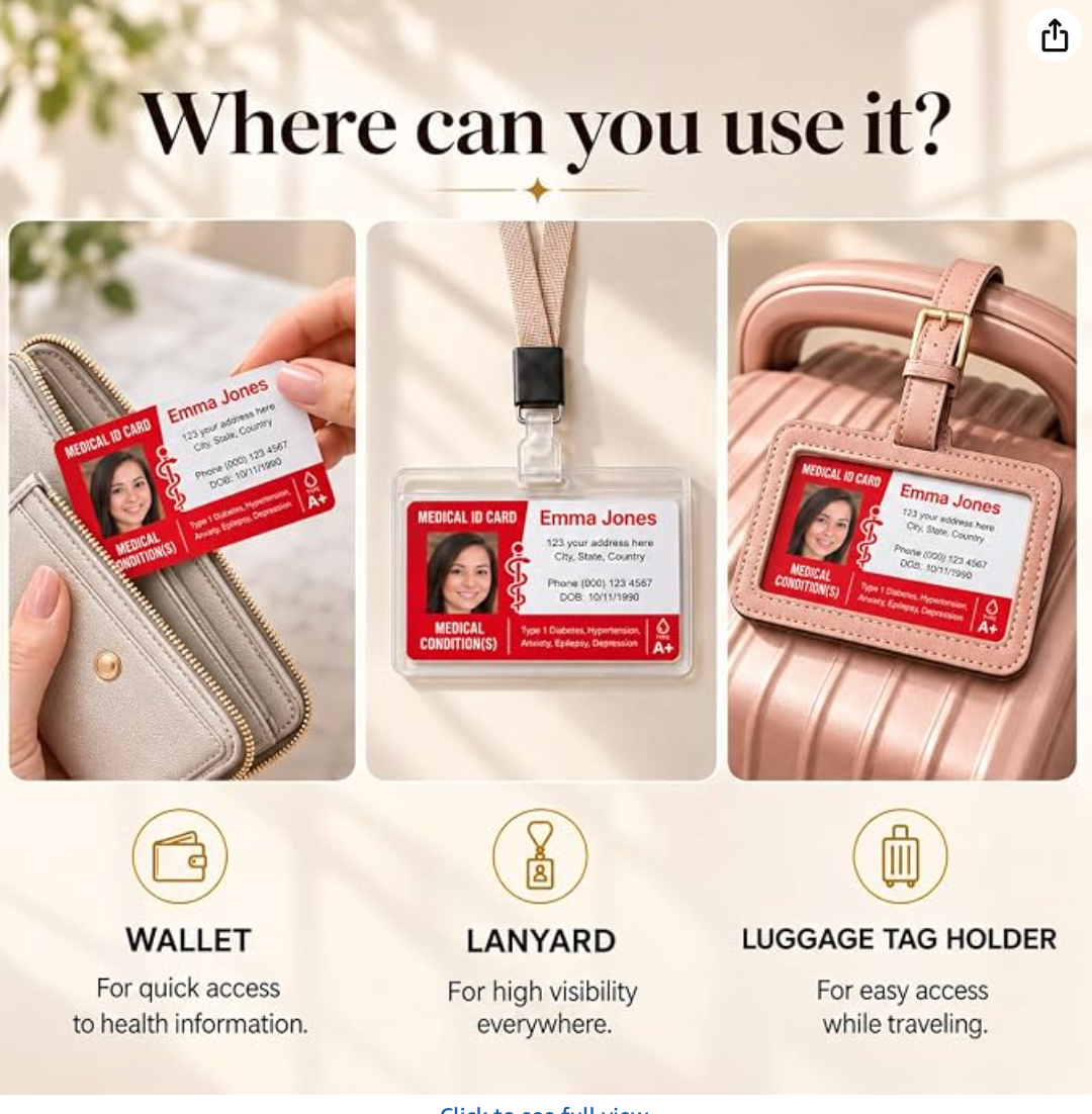 Medical ID Wallet Card