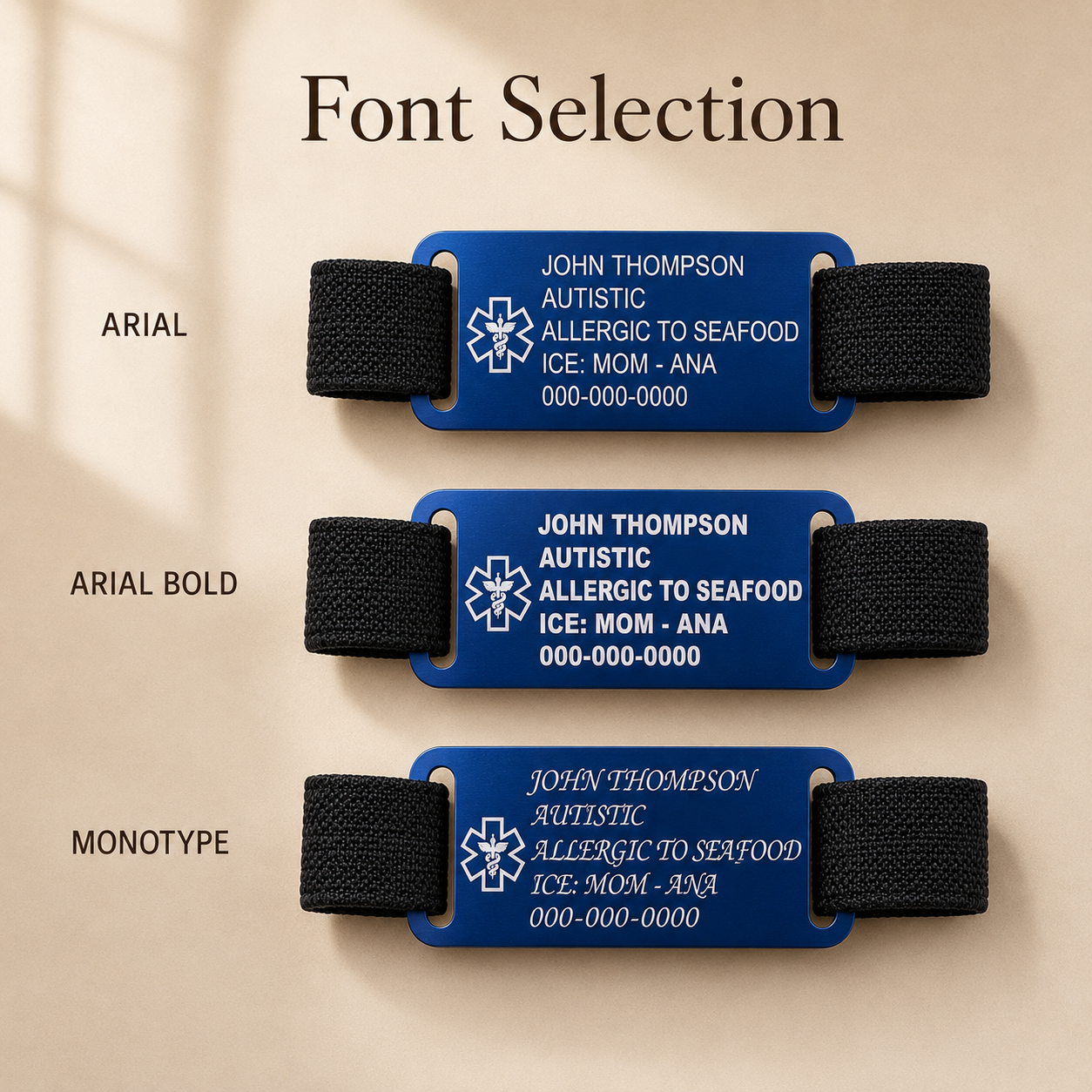 Elastic Medical ID Bracelet Tag Band