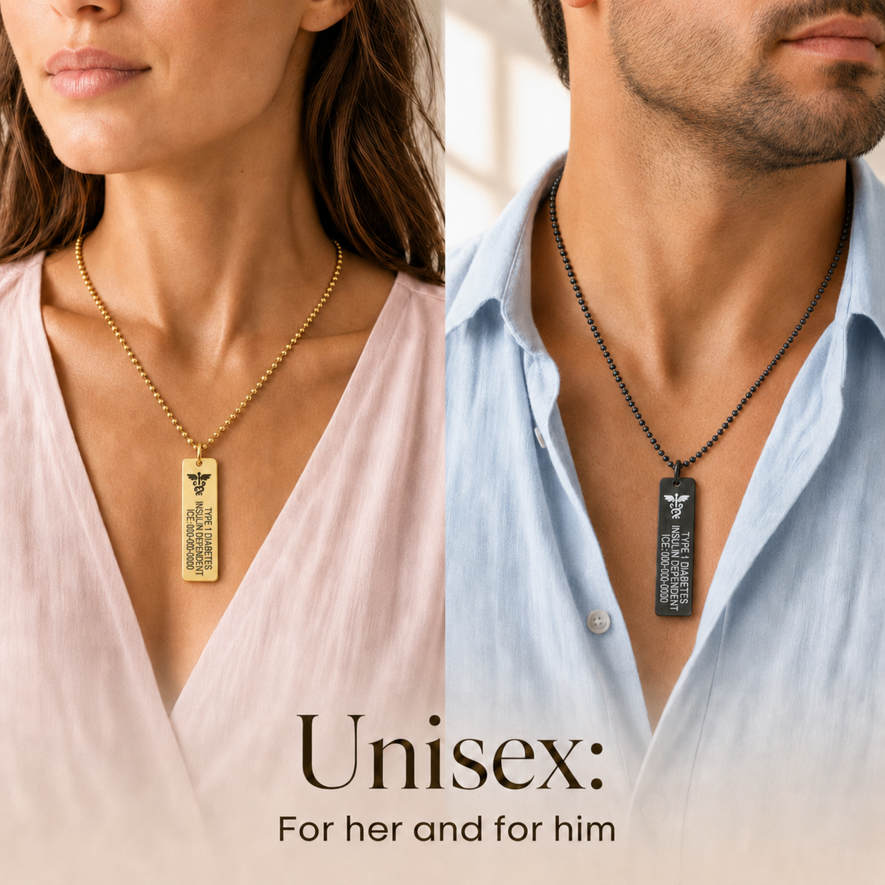 Unisex Vertical Medical ID Necklace