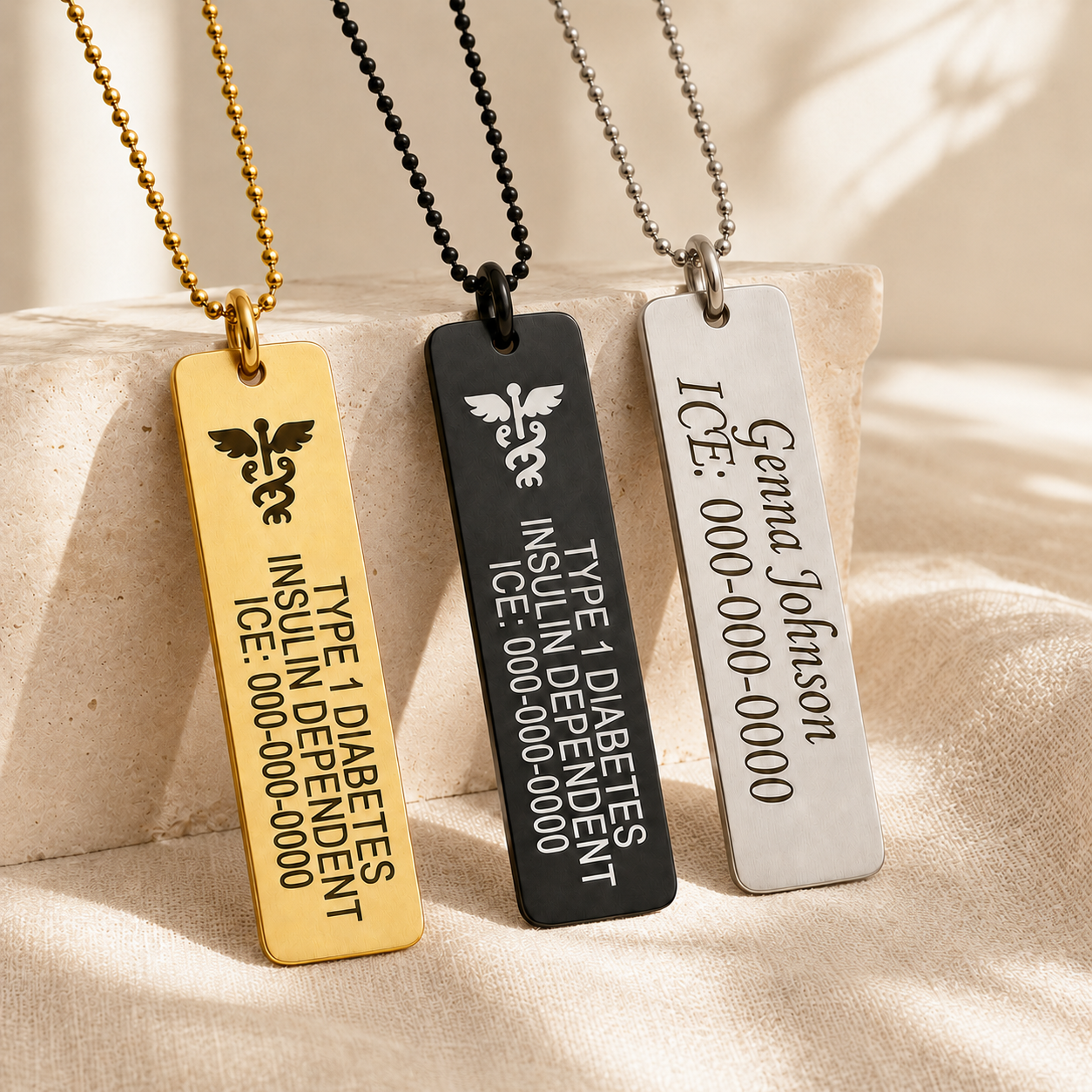 Unisex Vertical Medical ID Necklace