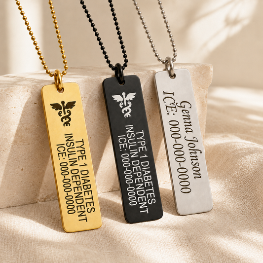 Unisex Vertical Medical ID Necklace