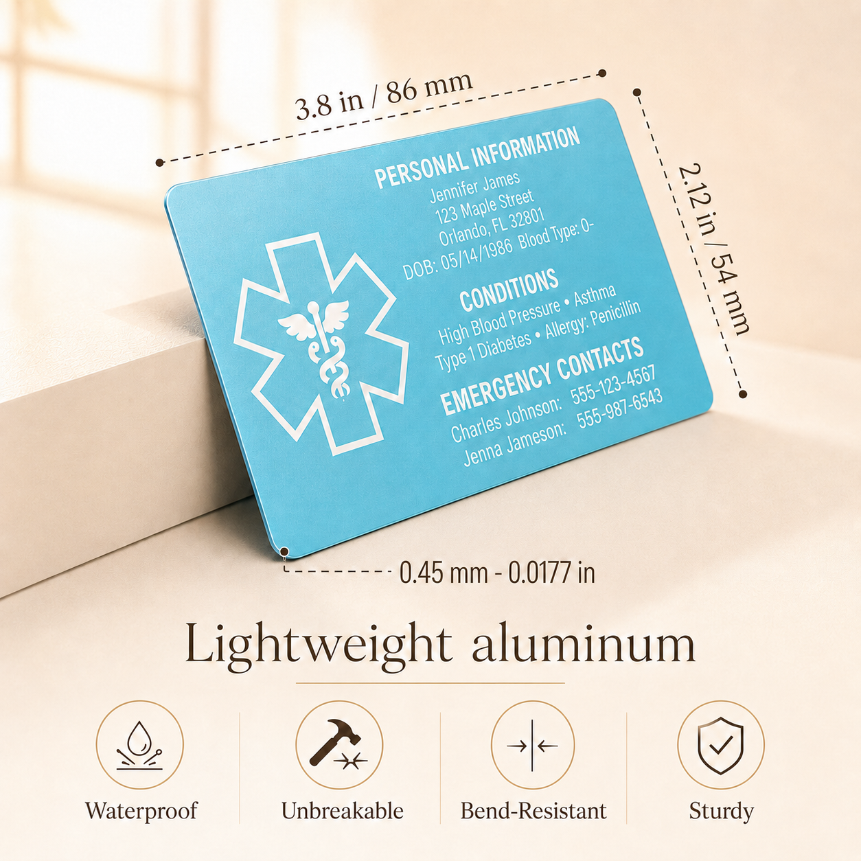 Personalized Medical ID Wallet Card