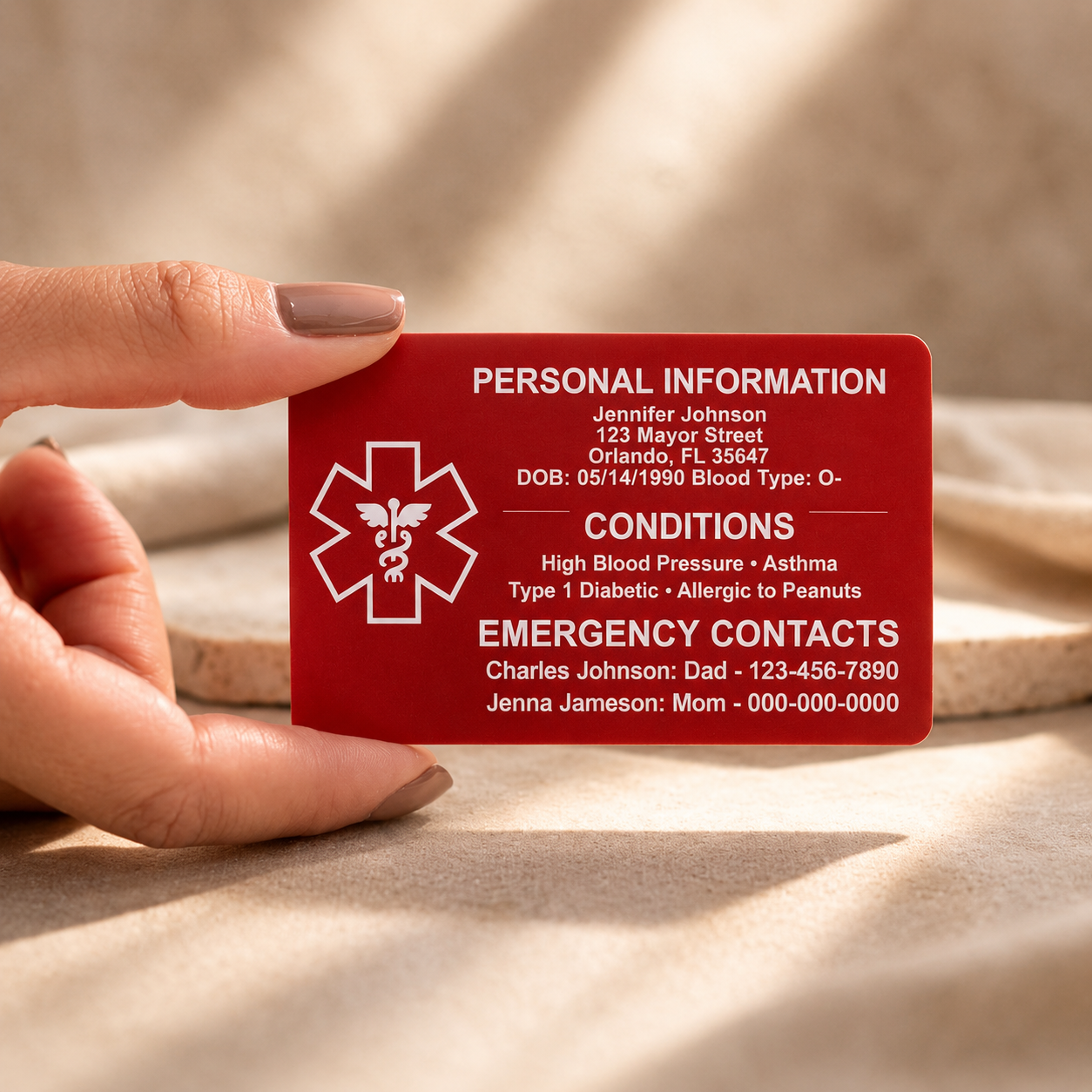 Personalized Medical ID Wallet Card
