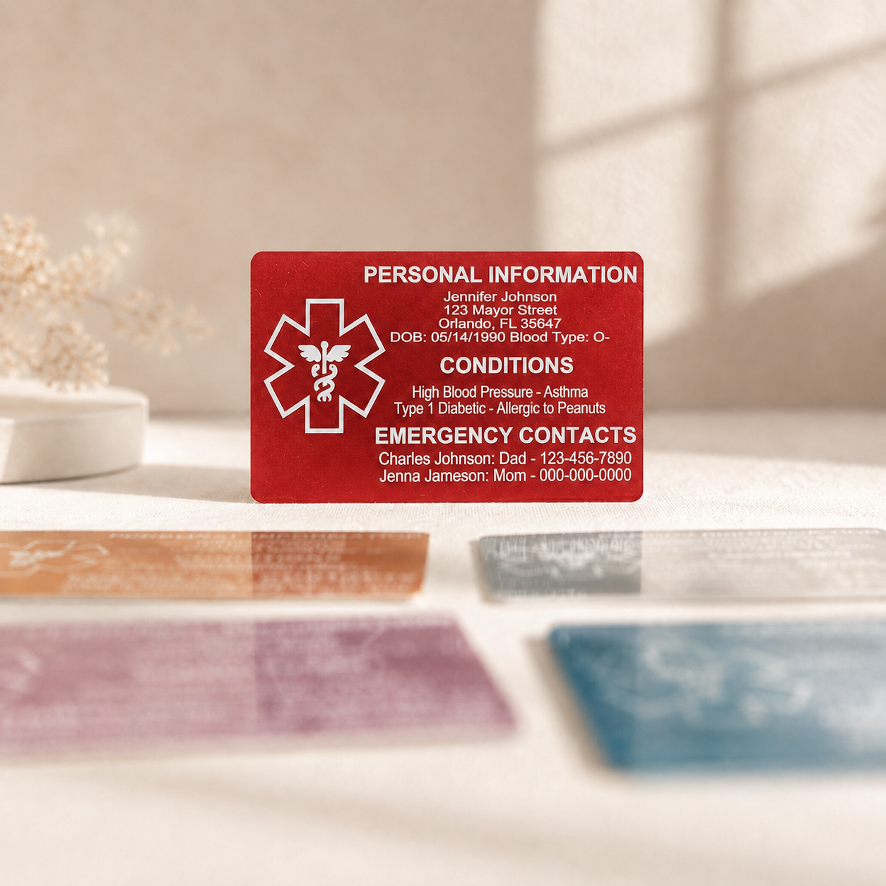 Personalized Medical ID Wallet Card