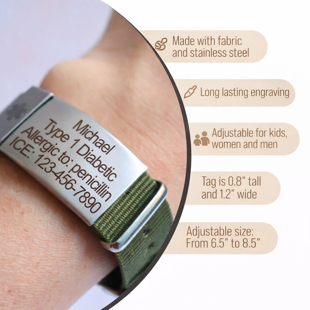 Emergency Fabric ID Alert Bracelet