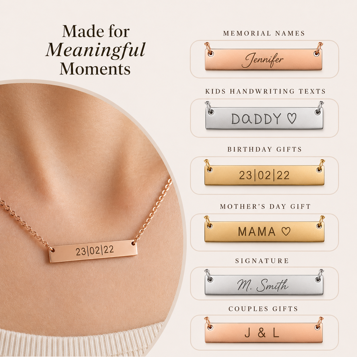 Custom Engraved 2 Sides Bar Necklace