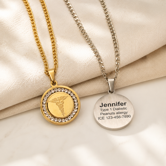 Medical ID Crystals necklace